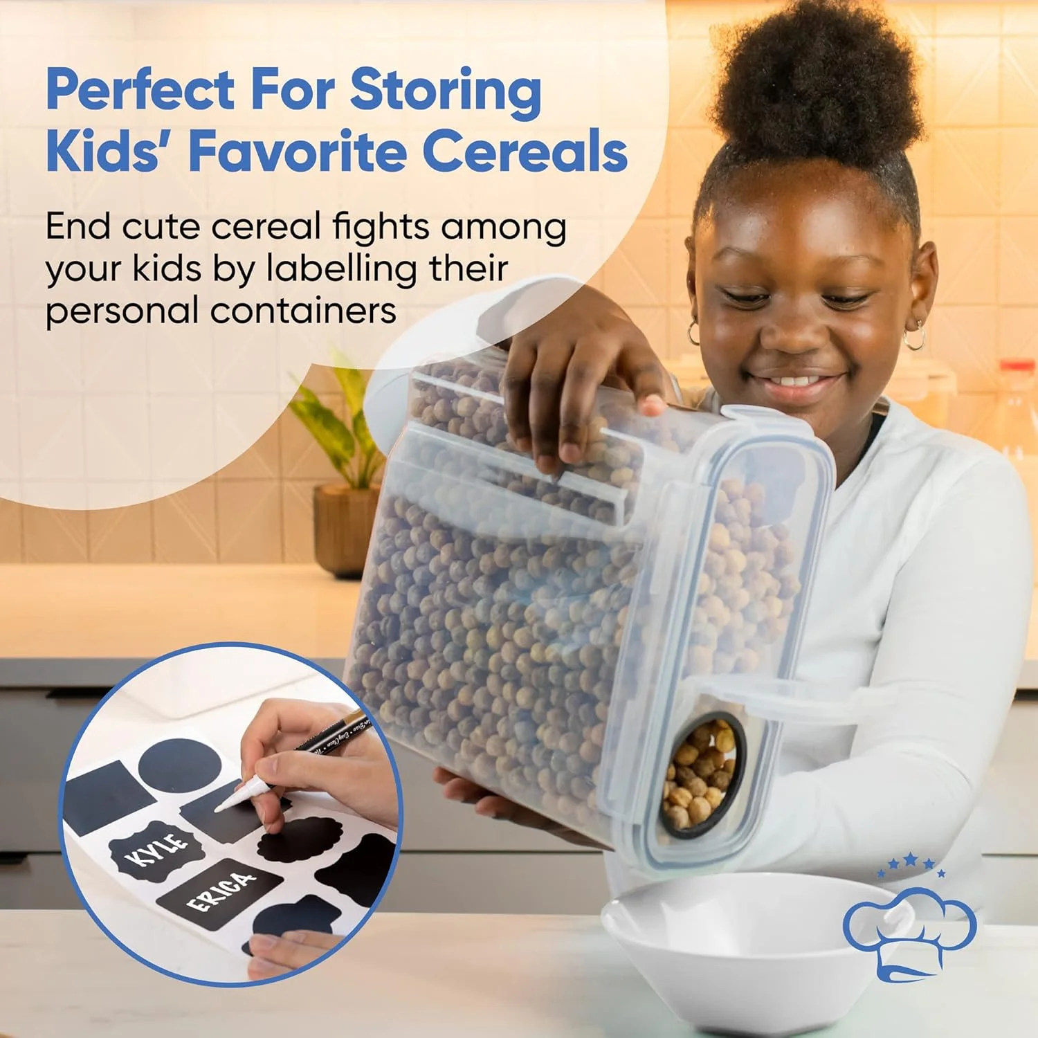 ست ظروف نگهداری غلات Chef's Path - ظروف نگهداری مواد غذایی ضد هوا، 8 برچسب، ست قاشق و قلم، عالی برای آرد - نگهدارنده های بدون BPA (4000 میلی لیتر) - (4 عدد) ست ظروف نگهداری غلات Chef's Path - ظروف نگهداری مواد غذایی ضد هوا، 8 برچسب، ست قاشق و قلم، عالی برای آرد - نگهدارنده های بدون BPA (4000 میلی لیتر) - (4 عدد)