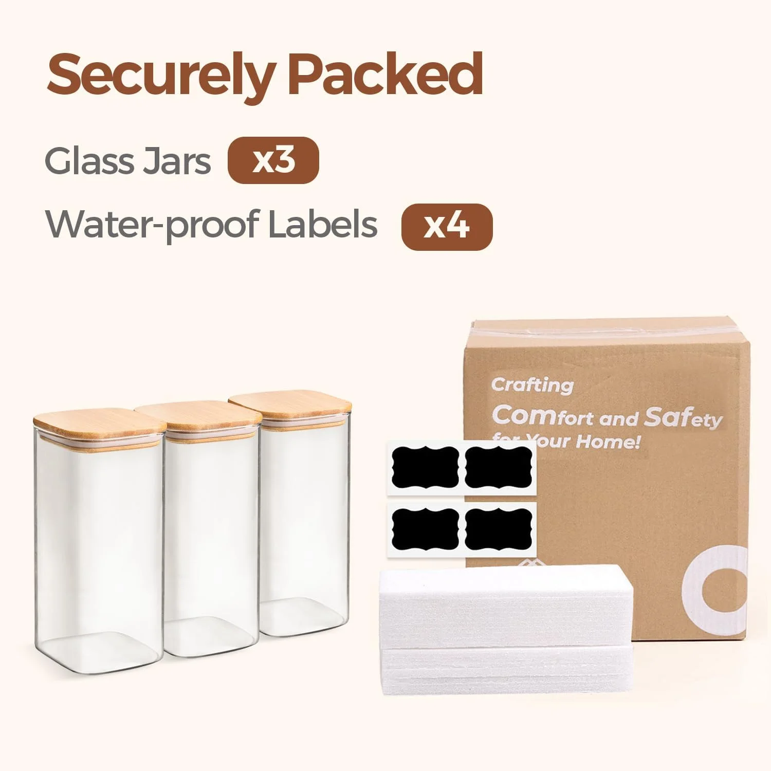 ست 3 عددی ظرف شیشه ای درب چوبی ComSaf، ظرف نگهدارنده مواد غذایی شفاف با درب بامبو برای نگهداری نودل، آرد، غلات، برنج، شکر، چای و دانه های قهوه (1500 میلی لیتر) ست 3 عددی ظرف شیشه ای درب چوبی ComSaf، ظرف نگهدارنده مواد غذایی شفاف با درب بامبو برای نگهداری نودل، آرد، غلات، برنج، شکر، چای و دانه های قهوه (1500 میلی لیتر)