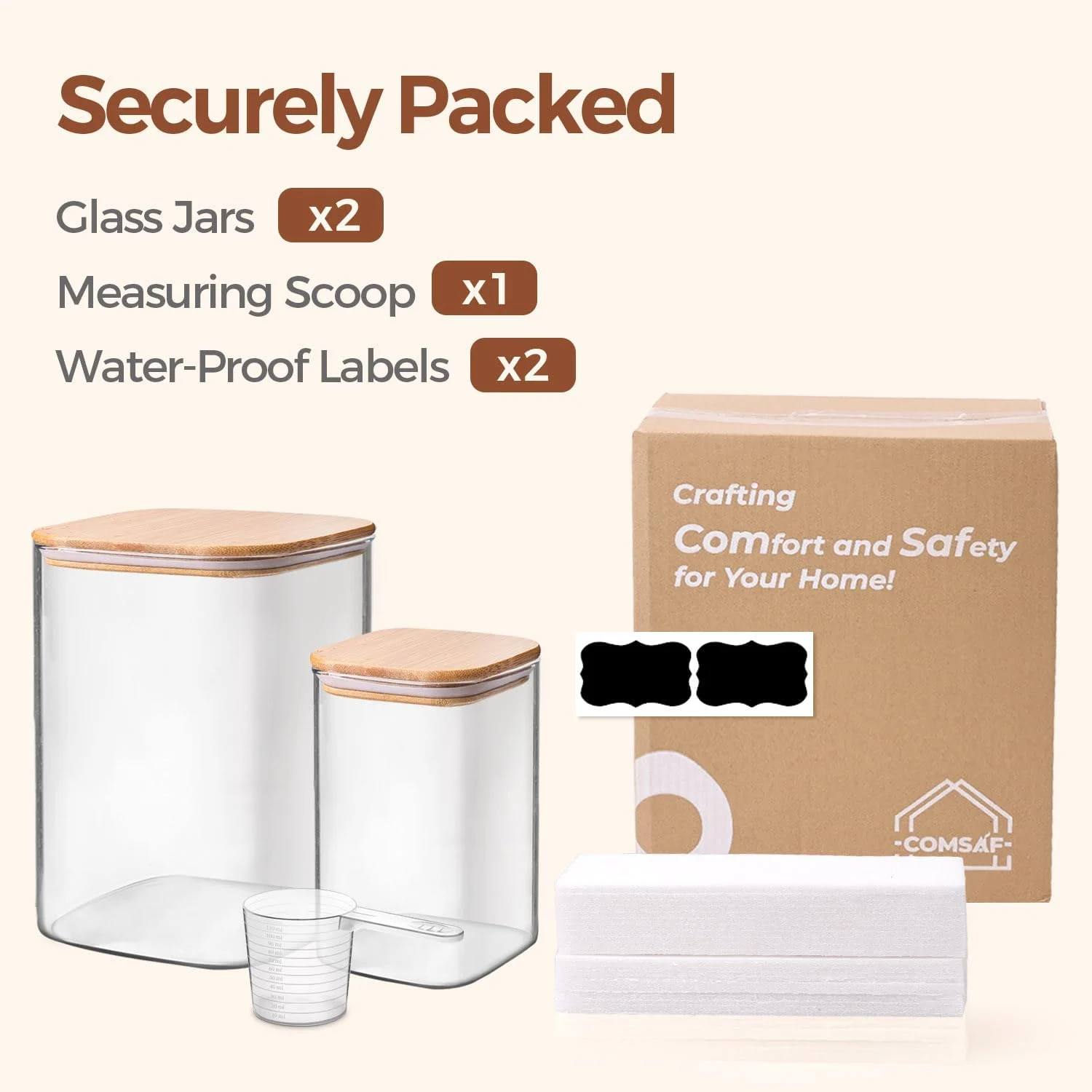 ظروف شیشه ای نگهداری مواد غذایی ComSaf، ظروف شیشه ای 3.6Qt/1.2Qt برای آرد و شکر با درب های هواگیر، شیشه های مربعی بزرگ با درب های بامبو برای برنج، پاستا، جو دوسر، غلات، کلوچه، تنقلات، آب نبات ظروف شیشه ای نگهداری مواد غذایی ComSaf، ظروف شیشه ای 3.6Qt/1.2Qt برای آرد و شکر با درب های هواگیر، شیشه های مربعی بزرگ با درب های بامبو برای برنج، پاستا، جو دوسر، غلات، کلوچه، تنقلات، آب نبات