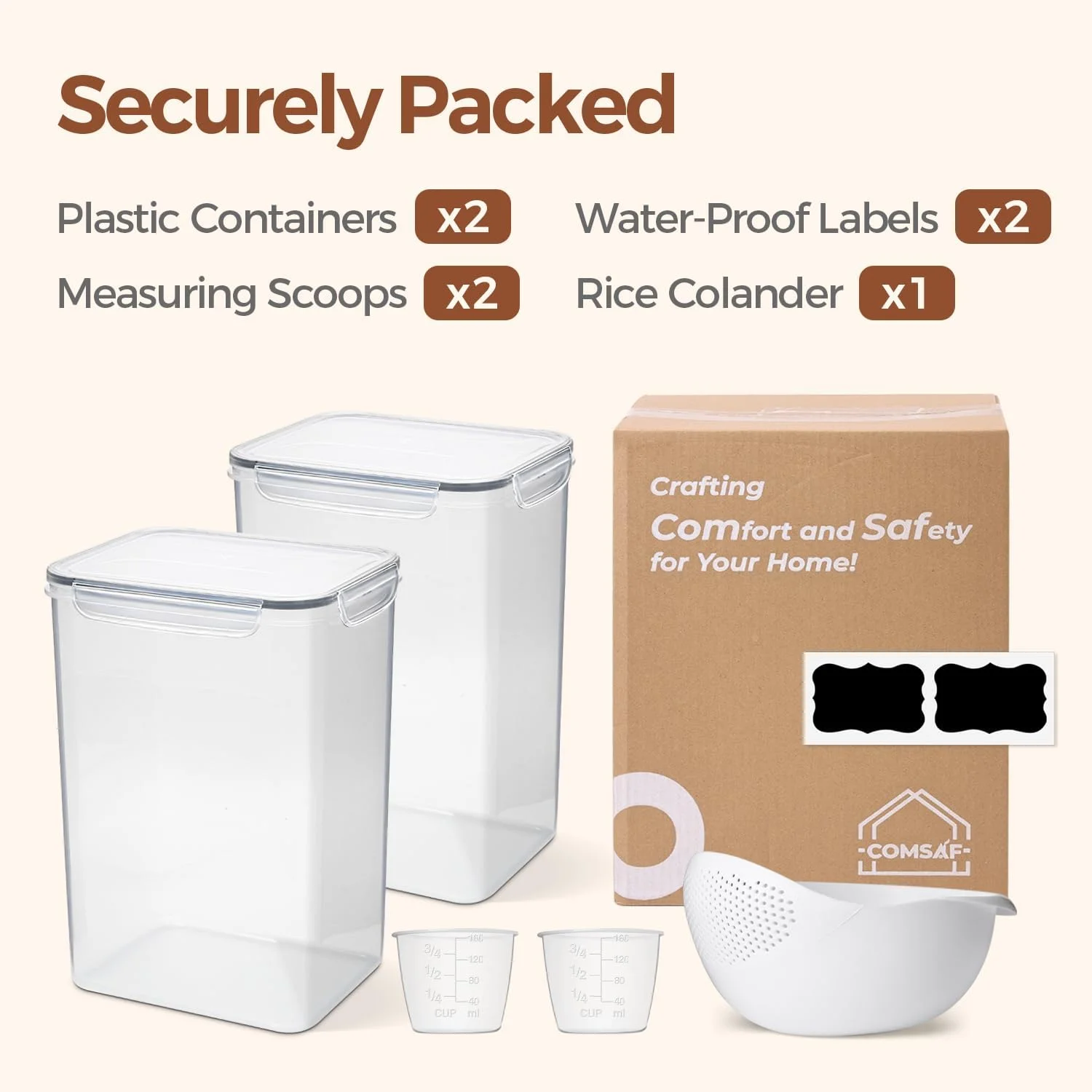 ست ظروف نگهداری برنج ComSaf، مجموعه 2 عددی (9.5 لیتر)، ظروف بزرگ نگهداری مواد غذایی درب دار و هوا بند به همراه پیمانه شستشوی برنج، ظروف پلاستیکی مناسب آشپزخانه، سازمان دهنده های کابینت برای آرد، غلات و پخت و پز ست ظروف نگهداری برنج ComSaf، مجموعه 2 عددی (9.5 لیتر)، ظروف بزرگ نگهداری مواد غذایی درب دار و هوا بند به همراه پیمانه شستشوی برنج، ظروف پلاستیکی مناسب آشپزخانه، سازمان دهنده های کابینت برای آرد، غلات و پخت و پز