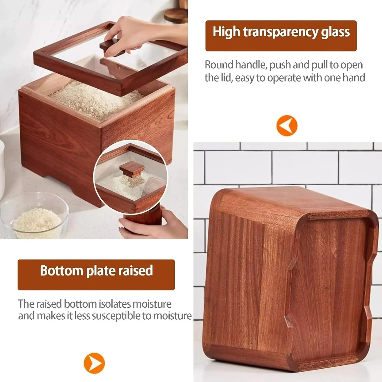 ظرف برنج چوبی با درب، مخزن غلات مهر و موم شده آشپزخانه، سطل برنج، شیشه نگهداری مواد غذایی درب دار، ظرف برنج چوبی، برای غلات، آرد، شکر، قهوه، تنقلات، غذای حیوانات خانگی (5 کیلوگرم / 11 پوند) ظرف برنج چوبی با درب، مخزن غلات مهر و موم شده آشپزخانه، سطل برنج، شیشه نگهداری مواد غذایی درب دار، ظرف برنج چوبی، برای غلات، آرد، شکر، قهوه، تنقلات، غذای حیوانات خانگی (5 کیلوگرم / 11 پوند)