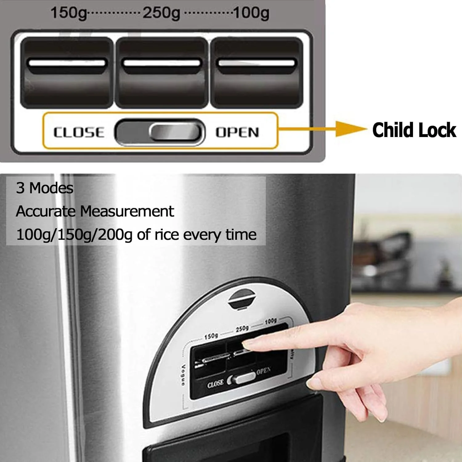 ظرف غلات 10 کیلوگرمی COYEUX، ظرف نگهداری برنج استیل ضد زنگ، پخش کننده مواد غذایی با اندازه گیری خودکار، برای تازه نگه داشتن مواد غذایی، برای حبوبات و برنج یا غلات ظرف غلات 10 کیلوگرمی COYEUX، ظرف نگهداری برنج استیل ضد زنگ، پخش کننده مواد غذایی با اندازه گیری خودکار، برای تازه نگه داشتن مواد غذایی، برای حبوبات و برنج یا غلات