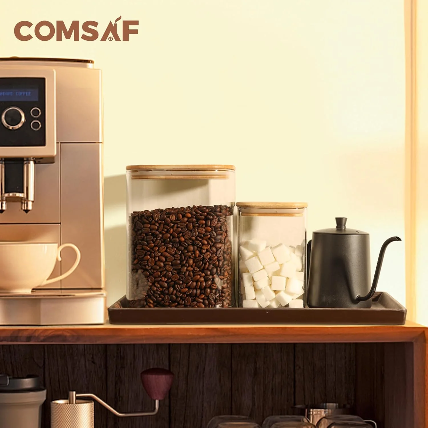 ظروف شیشه ای نگهداری مواد غذایی ComSaf، ظروف شیشه ای 3.6Qt/1.2Qt برای آرد و شکر با درب های هواگیر، شیشه های مربعی بزرگ با درب های بامبو برای برنج، پاستا، جو دوسر، غلات، کلوچه، تنقلات، آب نبات ظروف شیشه ای نگهداری مواد غذایی ComSaf، ظروف شیشه ای 3.6Qt/1.2Qt برای آرد و شکر با درب های هواگیر، شیشه های مربعی بزرگ با درب های بامبو برای برنج، پاستا، جو دوسر، غلات، کلوچه، تنقلات، آب نبات