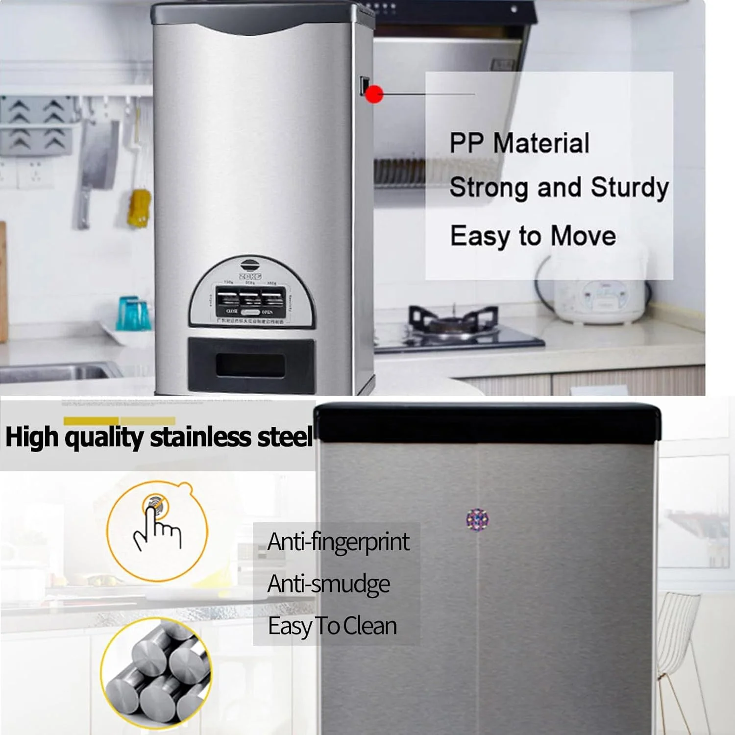 ظرف غلات 10 کیلوگرمی COYEUX، ظرف نگهداری برنج استیل ضد زنگ، پخش کننده مواد غذایی با اندازه گیری خودکار، برای تازه نگه داشتن مواد غذایی، برای حبوبات و برنج یا غلات ظرف غلات 10 کیلوگرمی COYEUX، ظرف نگهداری برنج استیل ضد زنگ، پخش کننده مواد غذایی با اندازه گیری خودکار، برای تازه نگه داشتن مواد غذایی، برای حبوبات و برنج یا غلات