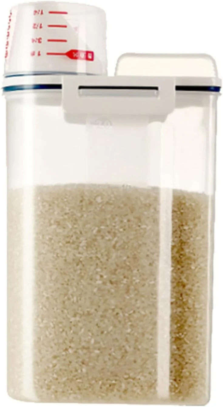 ست ۴ عددی ظروف نگهداری غلات و مواد غذایی خشک با پیمانه اندازه گیری، سازمان دهنده پلاستیکی آشپزخانه، جعبه نگهداری مواد غذایی شفاف برای آرد، شکر، برنج | ظروف با درب های قفل دار ست ۴ عددی ظروف نگهداری غلات و مواد غذایی خشک با پیمانه اندازه گیری، سازمان دهنده پلاستیکی آشپزخانه، جعبه نگهداری مواد غذایی شفاف برای آرد، شکر، برنج | ظروف با درب های قفل دار