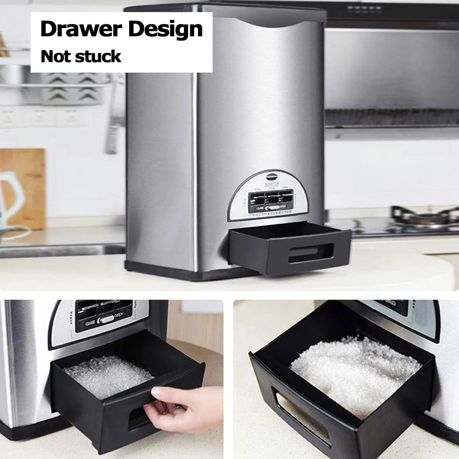 ظرف غلات 10 کیلوگرمی COYEUX، ظرف نگهداری برنج استیل ضد زنگ، پخش کننده مواد غذایی با اندازه گیری خودکار، برای تازه نگه داشتن مواد غذایی، برای حبوبات و برنج یا غلات ظرف غلات 10 کیلوگرمی COYEUX، ظرف نگهداری برنج استیل ضد زنگ، پخش کننده مواد غذایی با اندازه گیری خودکار، برای تازه نگه داشتن مواد غذایی، برای حبوبات و برنج یا غلات