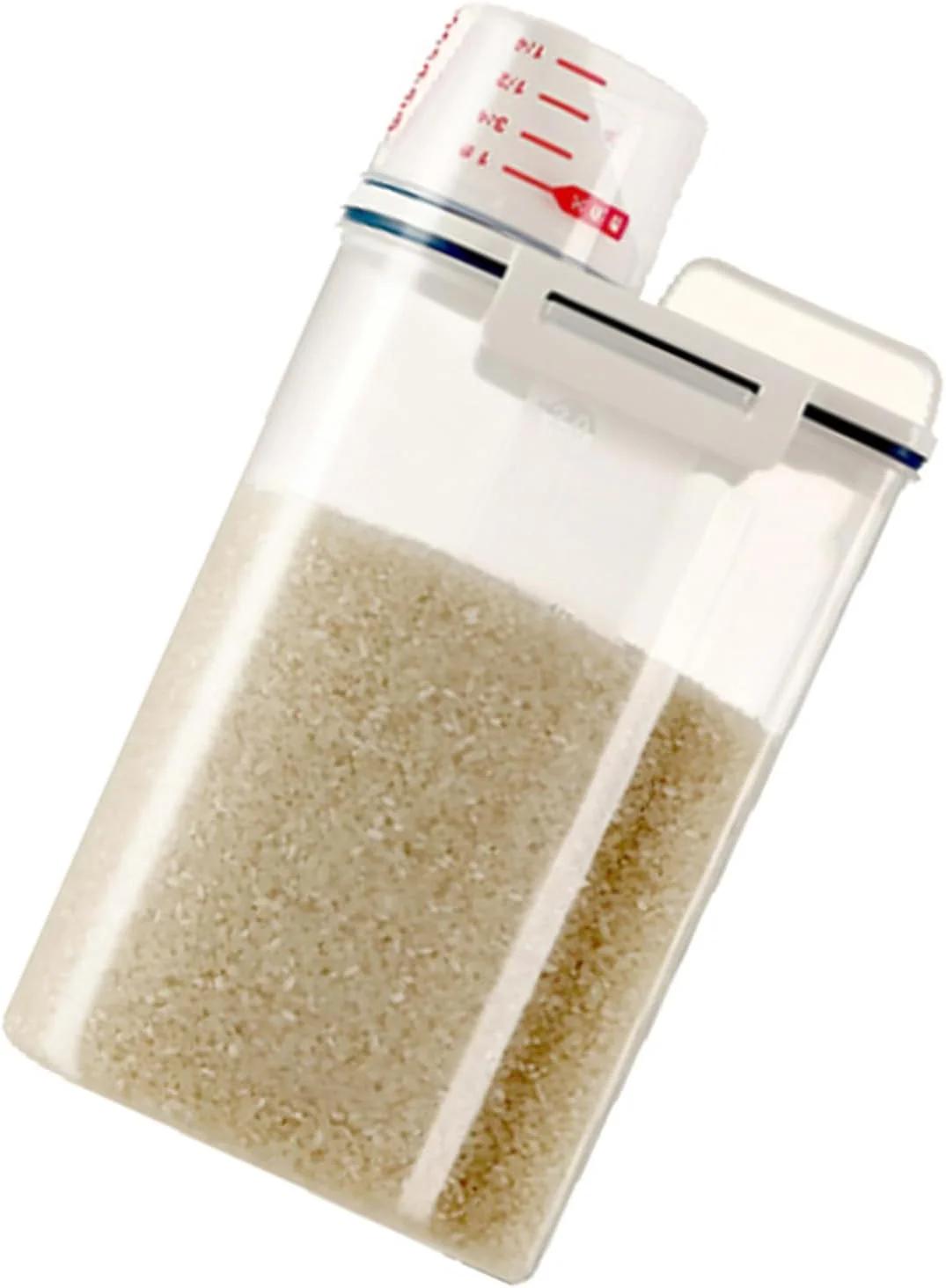 ست ۴ عددی ظروف نگهداری غلات و مواد غذایی خشک با پیمانه اندازه گیری، سازمان دهنده پلاستیکی آشپزخانه، جعبه نگهداری مواد غذایی شفاف برای آرد، شکر، برنج | ظروف با درب های قفل دار ست ۴ عددی ظروف نگهداری غلات و مواد غذایی خشک با پیمانه اندازه گیری، سازمان دهنده پلاستیکی آشپزخانه، جعبه نگهداری مواد غذایی شفاف برای آرد، شکر، برنج | ظروف با درب های قفل دار