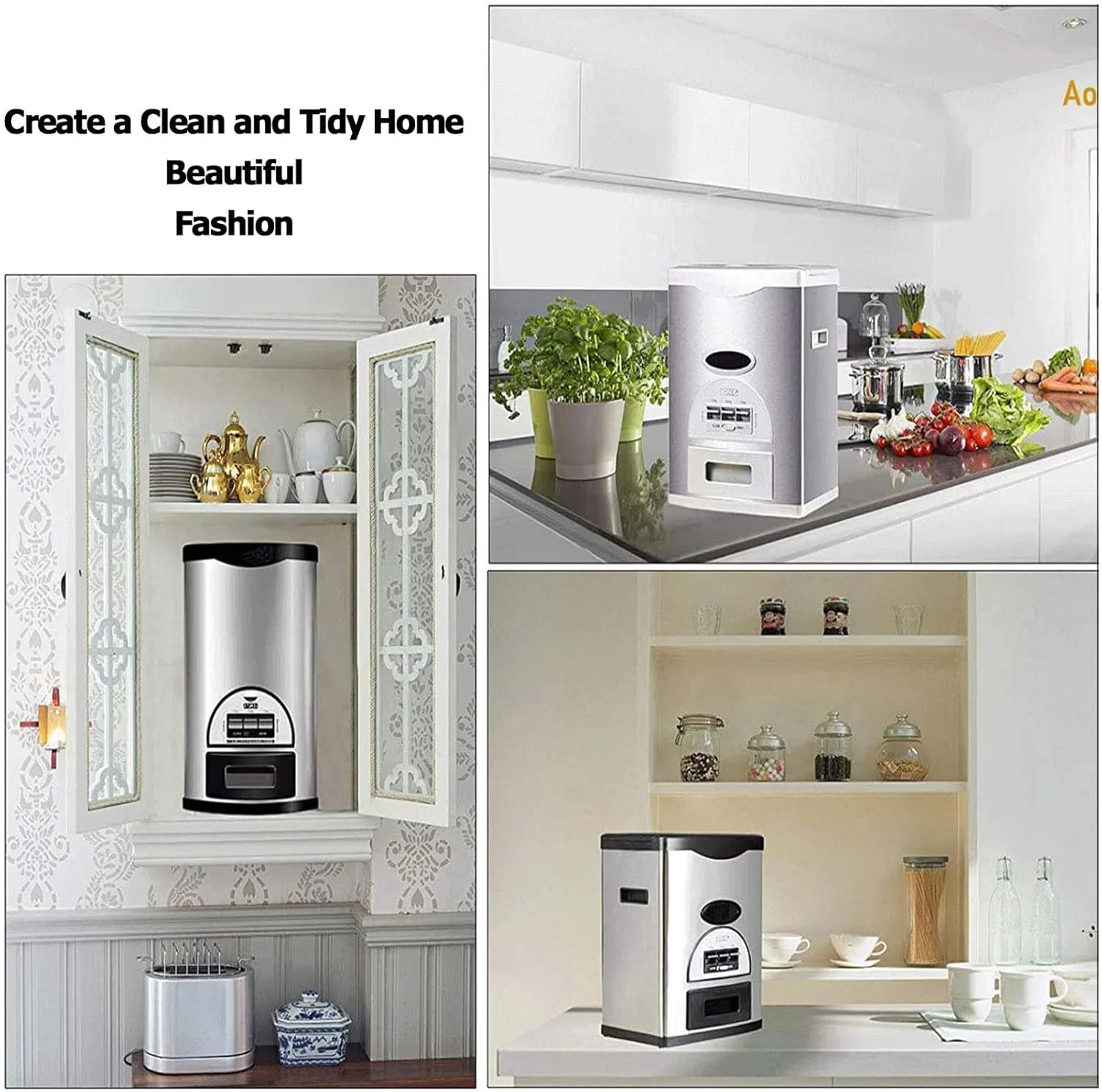 ظرف غلات 10 کیلوگرمی COYEUX، ظرف نگهداری برنج استیل ضد زنگ، پخش کننده مواد غذایی با اندازه گیری خودکار، برای تازه نگه داشتن مواد غذایی، برای حبوبات و برنج یا غلات ظرف غلات 10 کیلوگرمی COYEUX، ظرف نگهداری برنج استیل ضد زنگ، پخش کننده مواد غذایی با اندازه گیری خودکار، برای تازه نگه داشتن مواد غذایی، برای حبوبات و برنج یا غلات