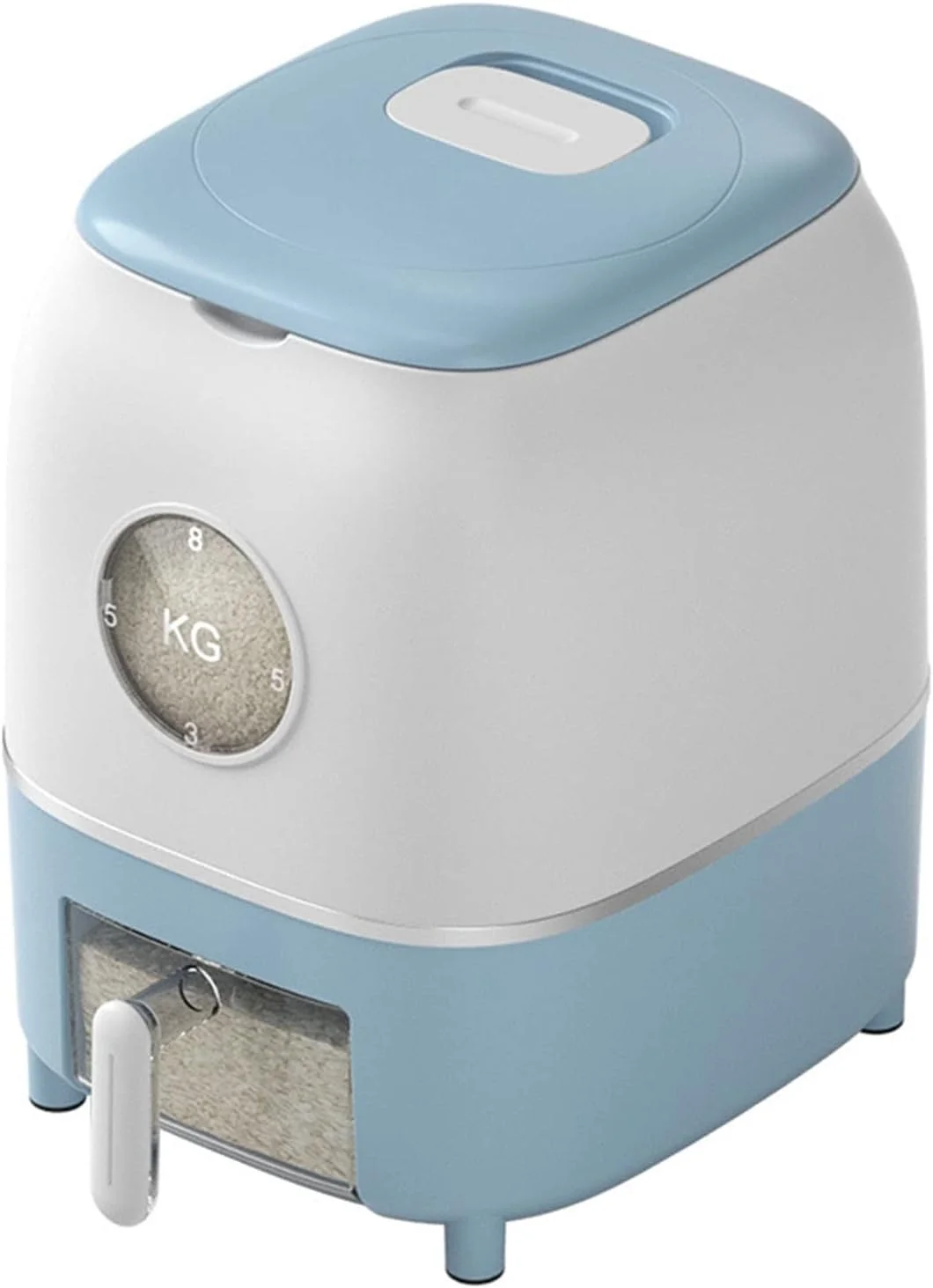 ظروف نگهداری برنج و غلات Cryfokt، ظرف بزرگ و ضد هوای نگهداری برنج، سطل برنج شیب دار داخلی آشپزخانه، جعبه نگهداری غلات برای غذای خشک، غلات، غذای حیوانات خانگی (10 کیلوگرم آبی)