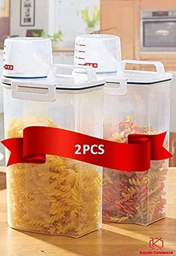 ظروف غلات 2 عددی، ظرف نگهداری غلات و جعبه نگهداری با درب های قفل شونده، پلاستیک درجه مواد غذایی بدون BPA، ظرف نگهداری مواد غذایی شفاف با پیمانه اندازه گیری، عالی برای آرد، شکر، برنج و موارد دیگر ظروف غلات 2 عددی، ظرف نگهداری غلات و جعبه نگهداری با درب های قفل شونده، پلاستیک درجه مواد غذایی بدون BPA، ظرف نگهداری مواد غذایی شفاف با پیمانه اندازه گیری، عالی برای آرد، شکر، برنج و موارد دیگر