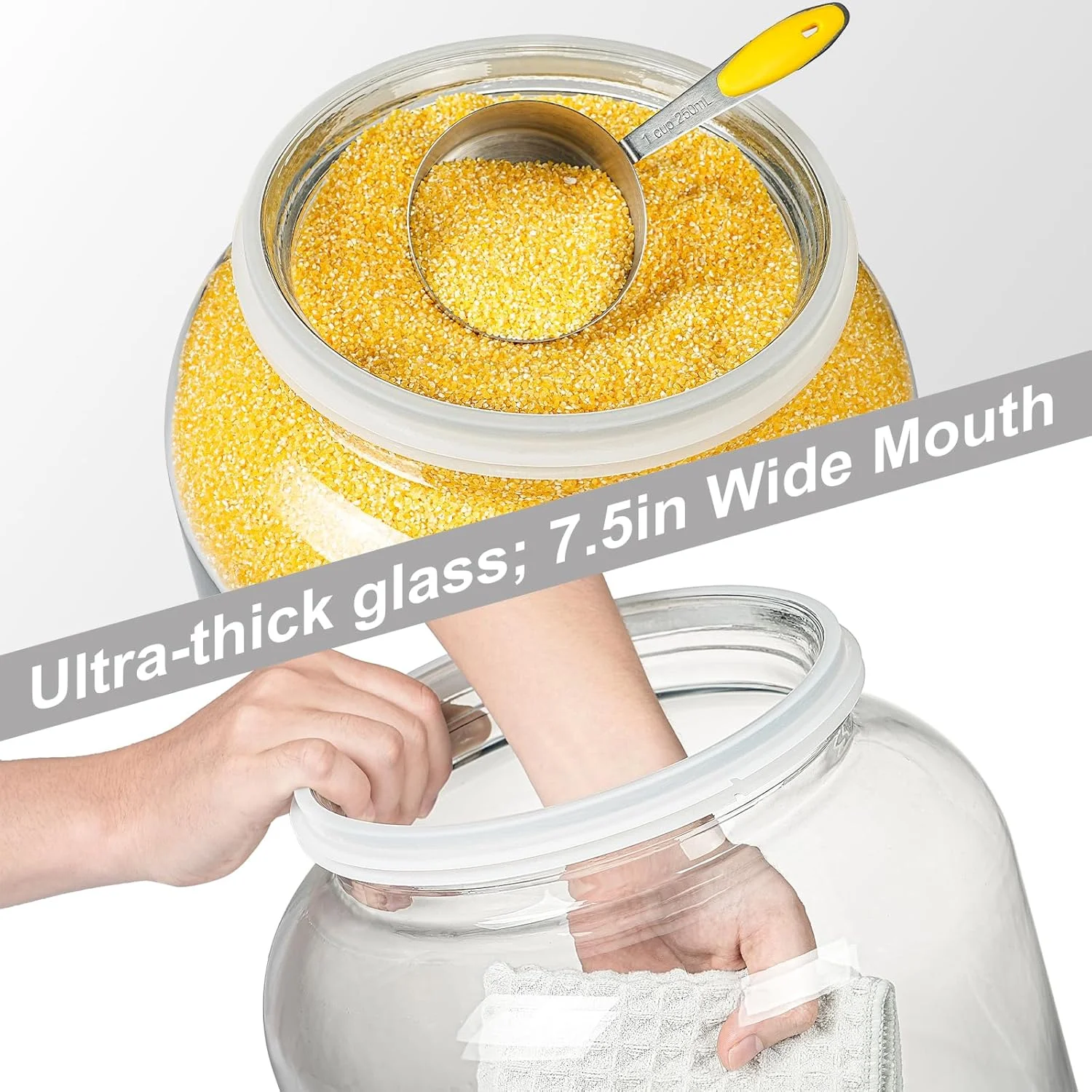 Daitouge Large Glass Jars with Lids, 5.5 Gallon (21000 ML) Glass Canisters - Super Wide Mouth Glass Jar Heavy Duty Glass Storage Jars with Lid for Storing Flour, Rice, Set of 1 Daitouge Large Glass Jars with Lids, 5.5 Gallon (21000 ML) Glass Canisters - Super Wide Mouth Glass Jar Heavy Duty Glass Storage Jars with Lid for Storing Flour, Rice, Set of 1