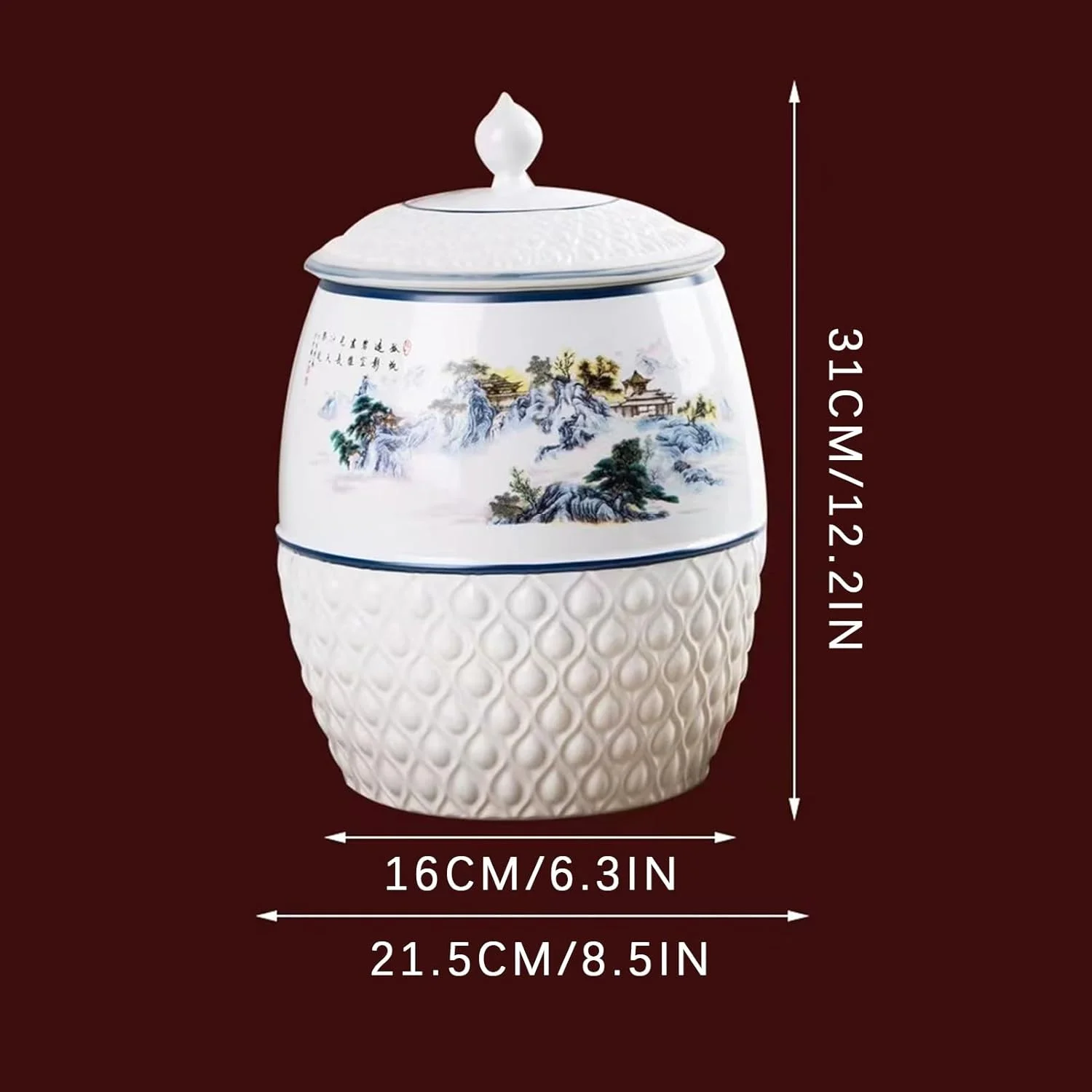 ظرف برنج، شیشه نگهداری مواد غذایی، سطل برنج سرامیکی، ظرف نگهداری مواد غذایی، ظرف نگهداری برنج، نگهداری برنج خانگی، مناسب برای آشپزخانه (مدل B)