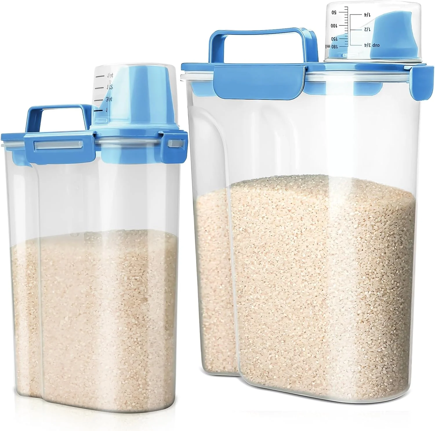 ظرف نگهداری برنج Viretec، ظرف دربسته 2.5 تا 5 کیلوگرمی مواد غذایی خشک، ظرف غذای سگ و گربه، سطل پلاستیکی شفاف بدون BPA برای آشپزخانه و انبار برای جو دوسر، غلات، پاستا، آرد، بسته 2 عددی آبی ظرف نگهداری برنج Viretec، ظرف دربسته 2.5 تا 5 کیلوگرمی مواد غذایی خشک، ظرف غذای سگ و گربه، سطل پلاستیکی شفاف بدون BPA برای آشپزخانه و انبار برای جو دوسر، غلات، پاستا، آرد، بسته 2 عددی آبی