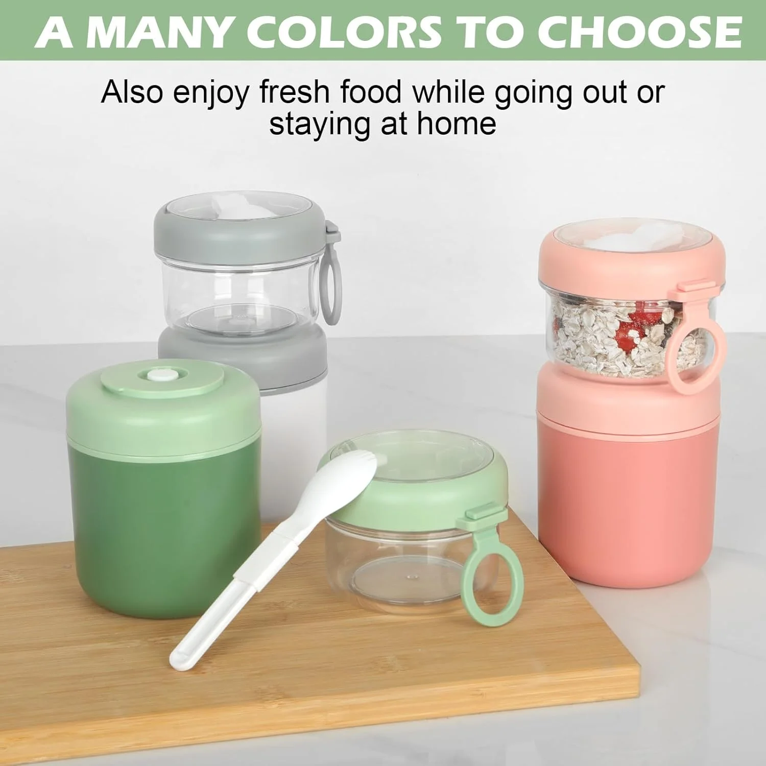 لیوان غلات بزرگ استیل ضد زنگ JASTOO، لیوان ماست 530 میلی لیتر + 330 میلی لیتر، جعبه ناهار قابل حمل ضد نشت، جعبه ناهار ماست سالاد برنج (سبز) لیوان غلات بزرگ استیل ضد زنگ JASTOO، لیوان ماست 530 میلی لیتر + 330 میلی لیتر، جعبه ناهار قابل حمل ضد نشت، جعبه ناهار ماست سالاد برنج (سبز)