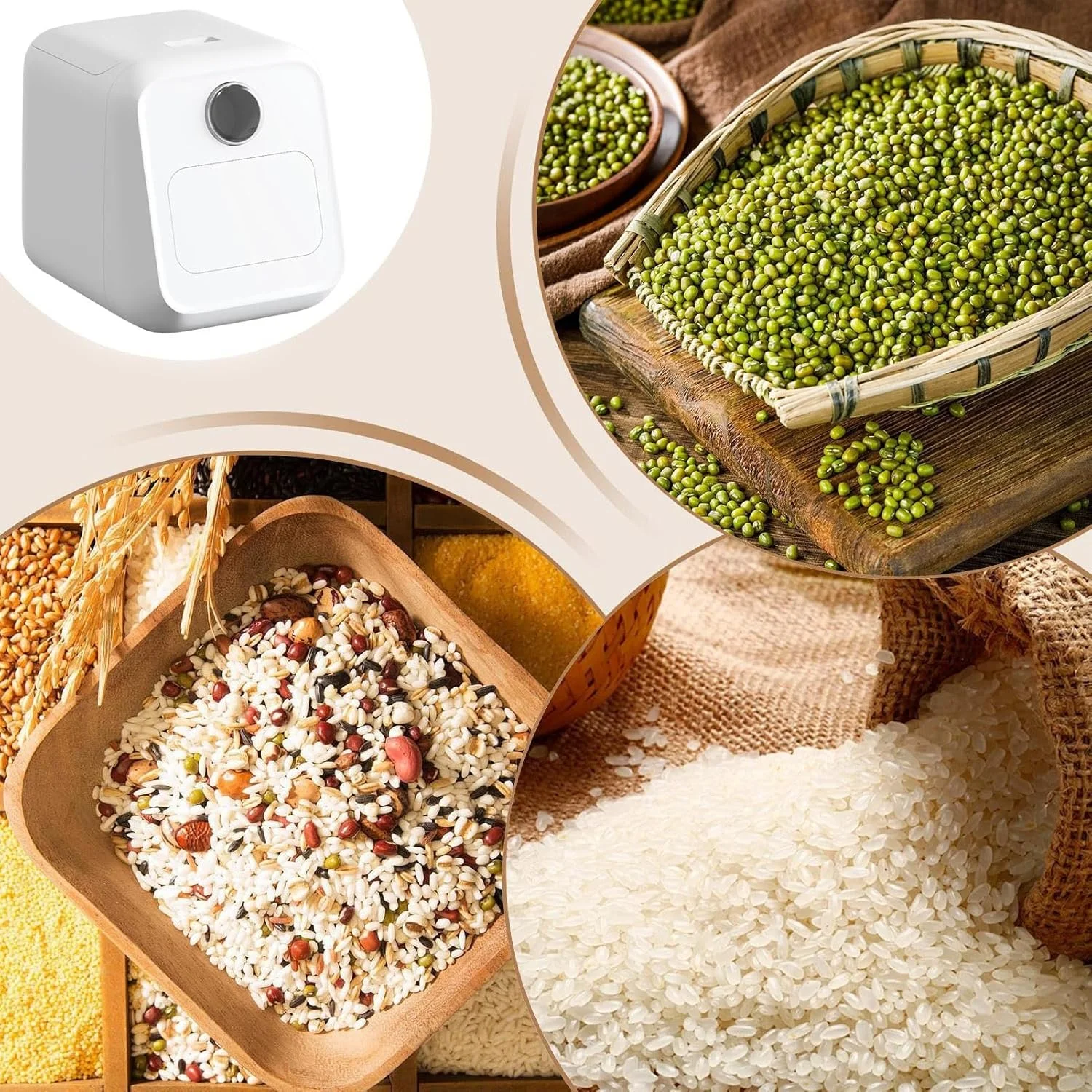 ظرف برنج - سطل برنج با پیمانه اندازه گیری، ظروف نگهداری مواد غذایی و آرد درب دار برای آشپزخانه، مناسب برای پخت و پز، فریزر، انبار، آپارتمان، رستوران و خوابگاه