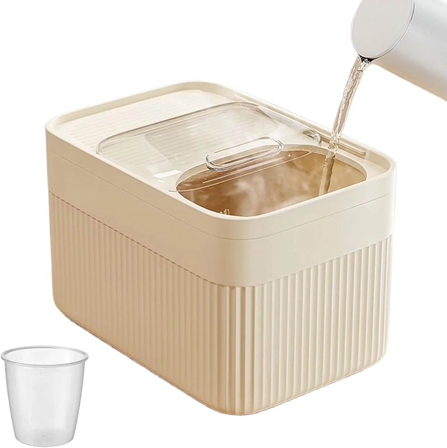 Rice Storage Container | Large Capacity Cereal Storage Box With Measuring Cup,Dishwasher-Safe Rice Organizer Box for Grain Flour Snack Cereal