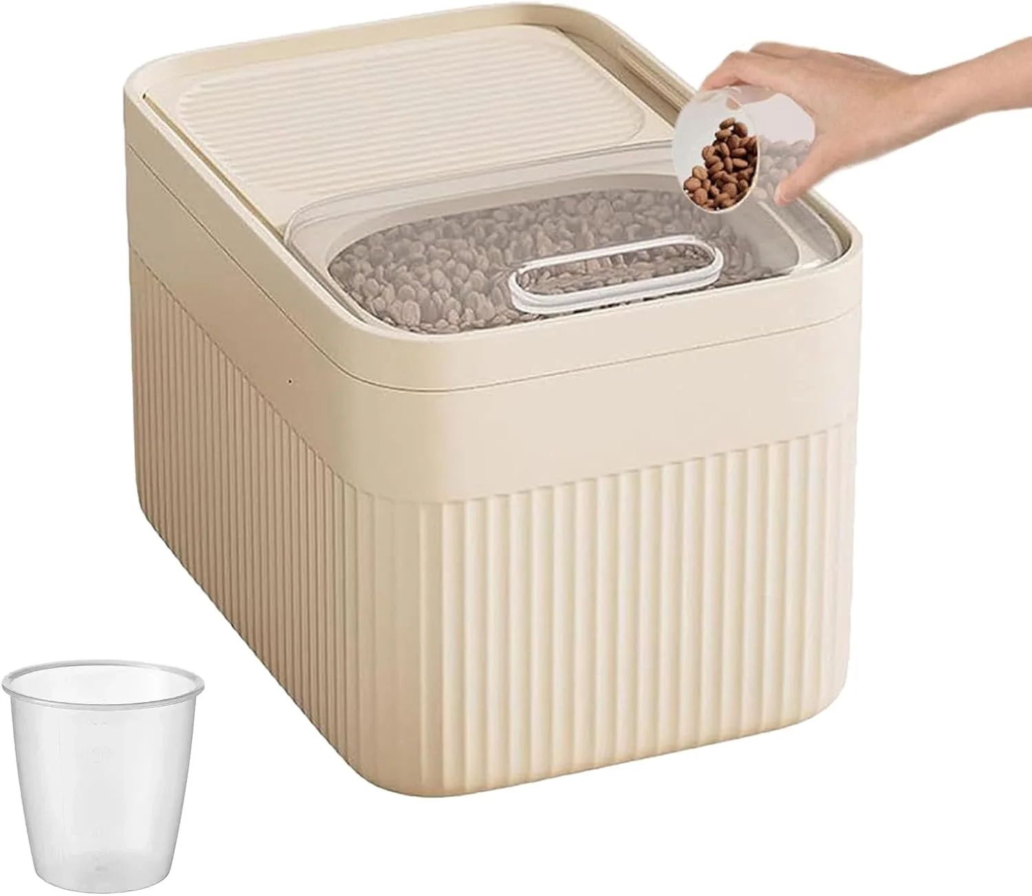 Rice Storage Container - Dustproof Airtight Food Organizer Box With Measuring Cup | Dishwasher-Safe Rice Containers for Cereal Pet Food Flour Snack Grain Rice Storage Container - Dustproof Airtight Food Organizer Box With Measuring Cup | Dishwasher-Safe Rice Containers for Cereal Pet Food Flour Snack Grain