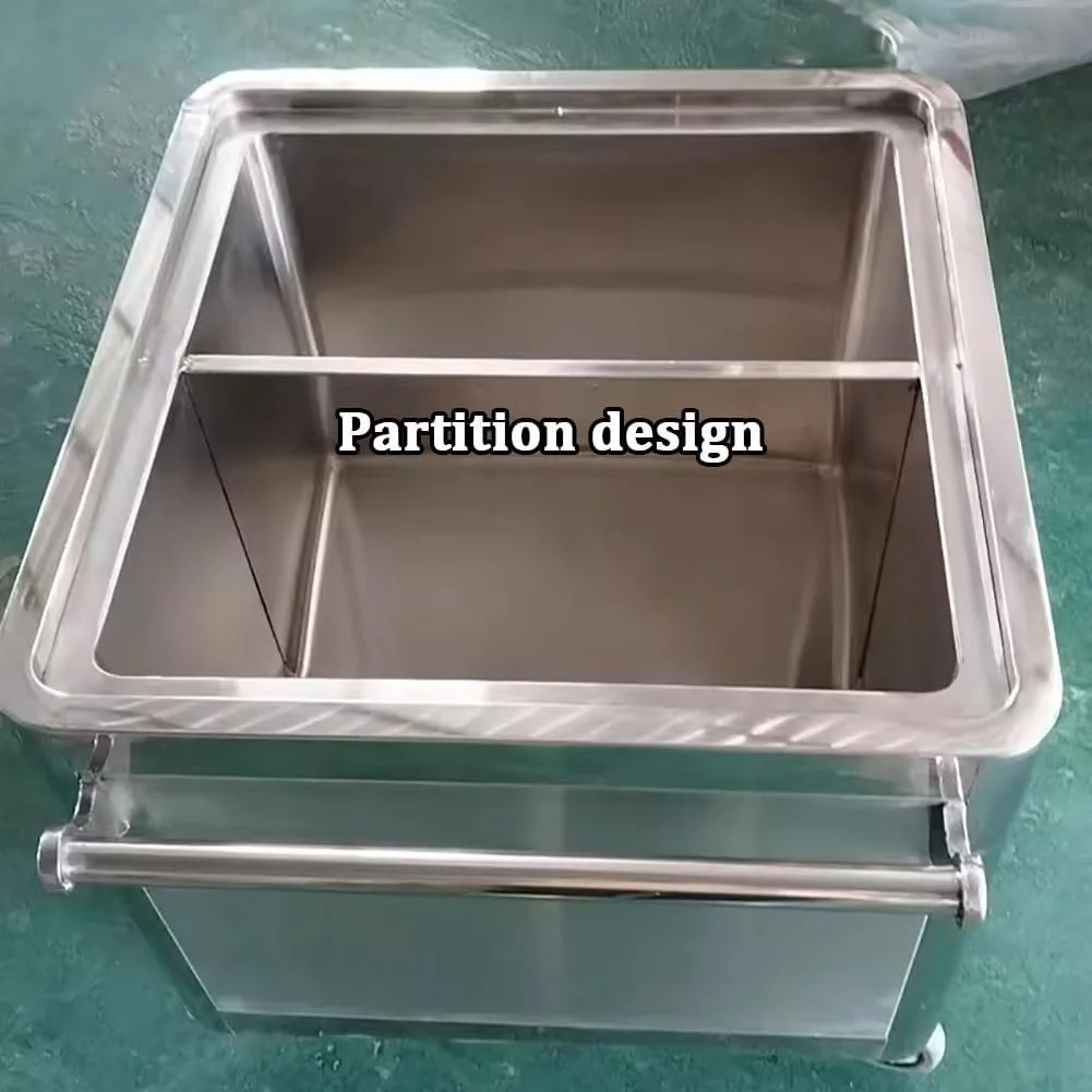 ظرف برنج استیل ضد زنگ قابل حمل TT-YEF با درب، 4 چرخ جهانی، ظرف نگهداری مواد غذایی با ظرفیت 25/50 کیلوگرم، بشکه آرد بزرگ مستقل، ظرف غلات سنگین، 25 کیلوگرم با پارتیشن