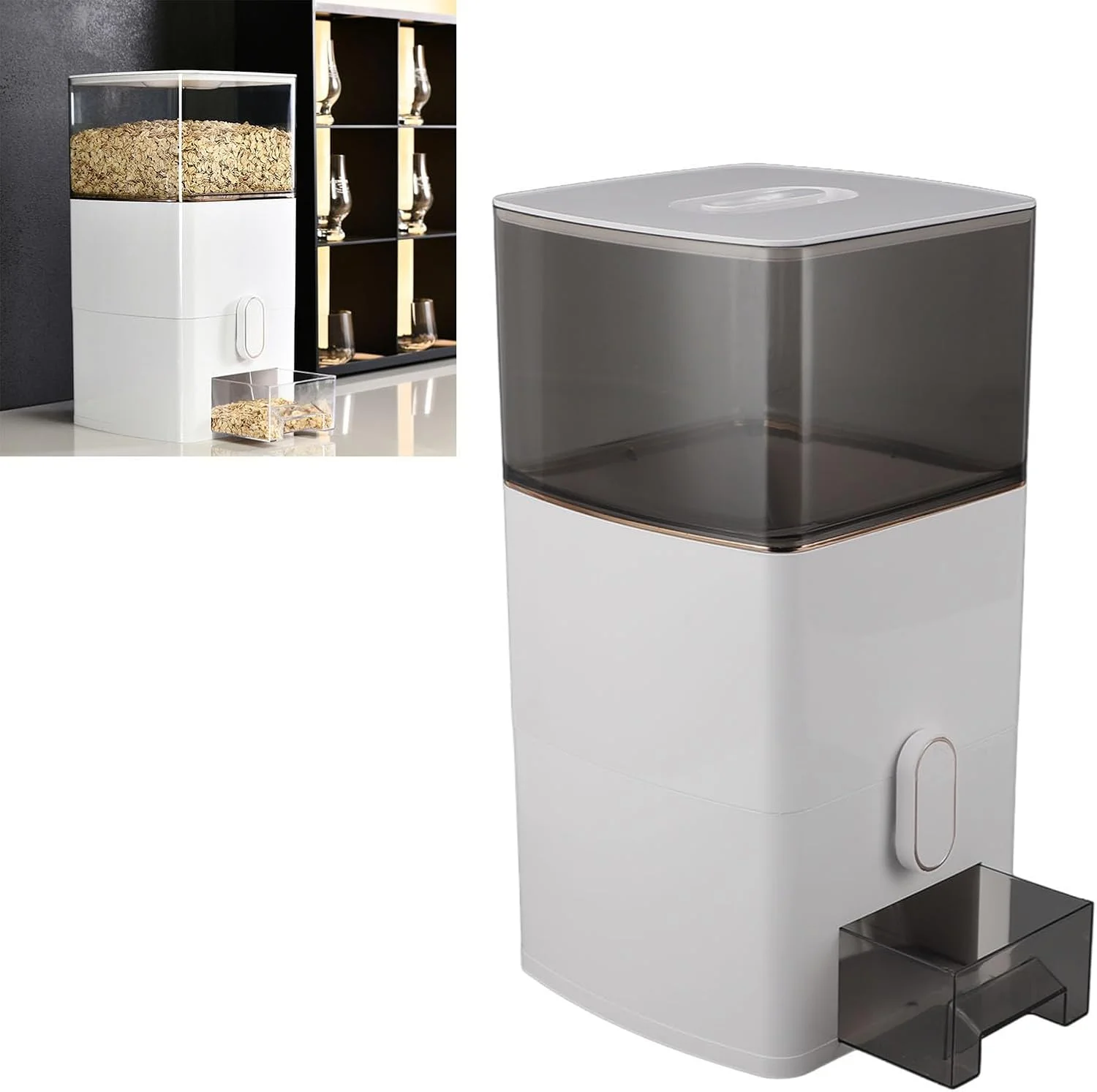 ظرف نگهداری برنج Haofy با ظرفیت 6 کیلوگرم، دارای پنجره شفاف، مناسب برای نگهداری مواد غذایی خشک به همراه پیمانه اندازه گیری، مناسب برای آرد و شکر (سفید)