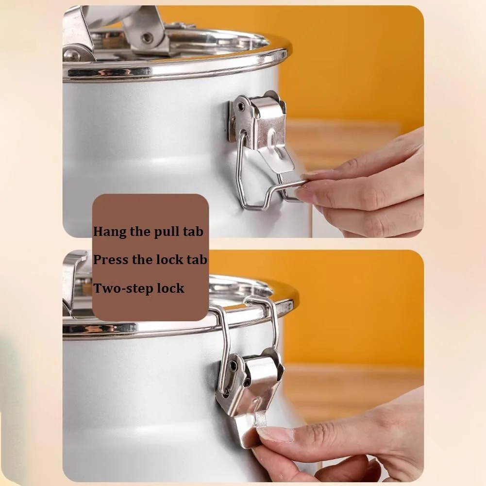 سطل برنج فلزی بشکه ای TT-YEF، ظرف درب دار و قفل دار استیل ضد زنگ آشپزخانه، مخزن نگهداری برنج خانگی، ظرفیت 12/26/36 لیتر، ظرفیت 36 لیتر سطل برنج فلزی بشکه ای TT-YEF، ظرف درب دار و قفل دار استیل ضد زنگ آشپزخانه، مخزن نگهداری برنج خانگی، ظرفیت 12/26/36 لیتر، ظرفیت 36 لیتر