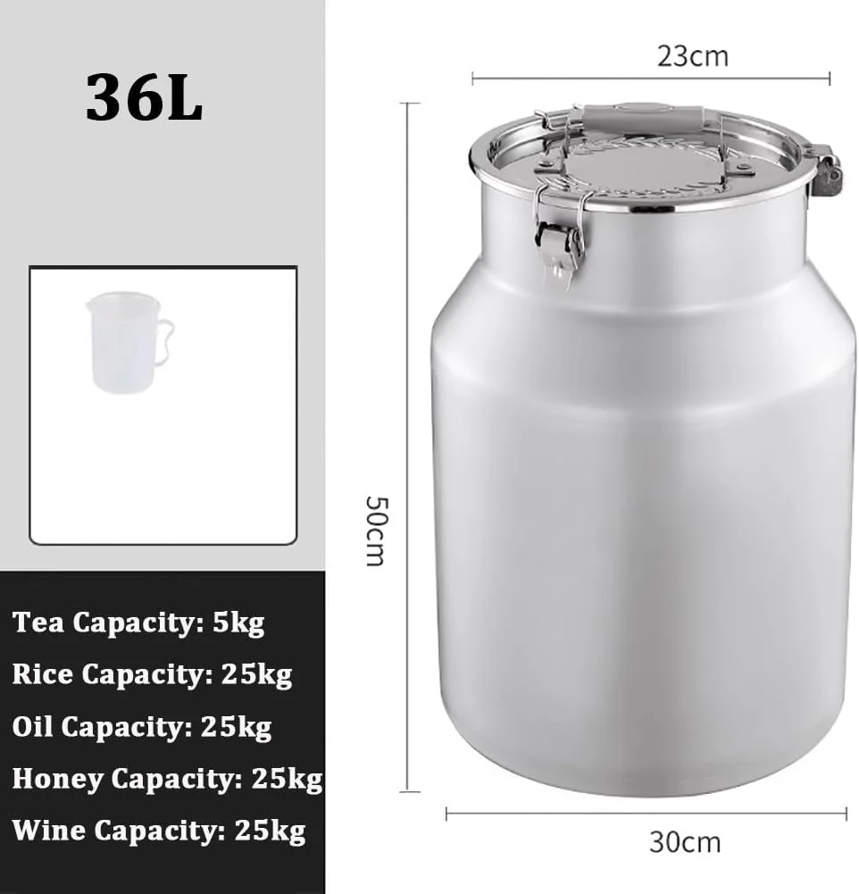 سطل برنج فلزی بشکه ای TT-YEF، ظرف درب دار و قفل دار استیل ضد زنگ آشپزخانه، مخزن نگهداری برنج خانگی، ظرفیت 12/26/36 لیتر، ظرفیت 36 لیتر سطل برنج فلزی بشکه ای TT-YEF، ظرف درب دار و قفل دار استیل ضد زنگ آشپزخانه، مخزن نگهداری برنج خانگی، ظرفیت 12/26/36 لیتر، ظرفیت 36 لیتر