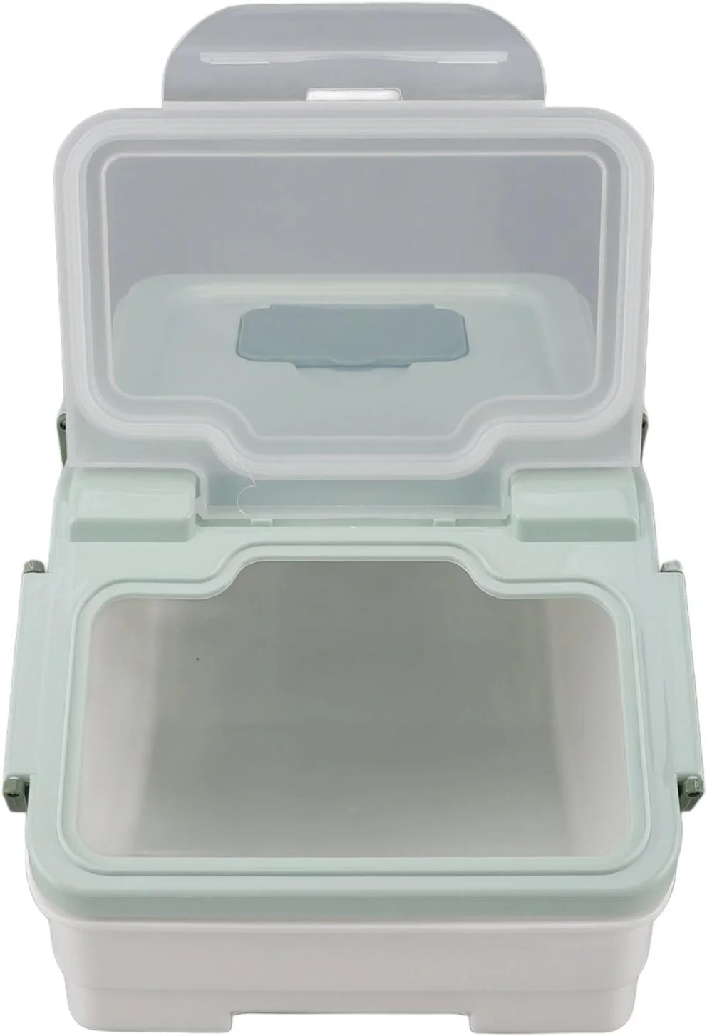 Depisuta Airtight Rice Container, Studry Thickened PP Material Bin for Rice Flour Grains, Easy Open, Close Lid, Mint Green with Measuring Cup (5kg / 11lb)