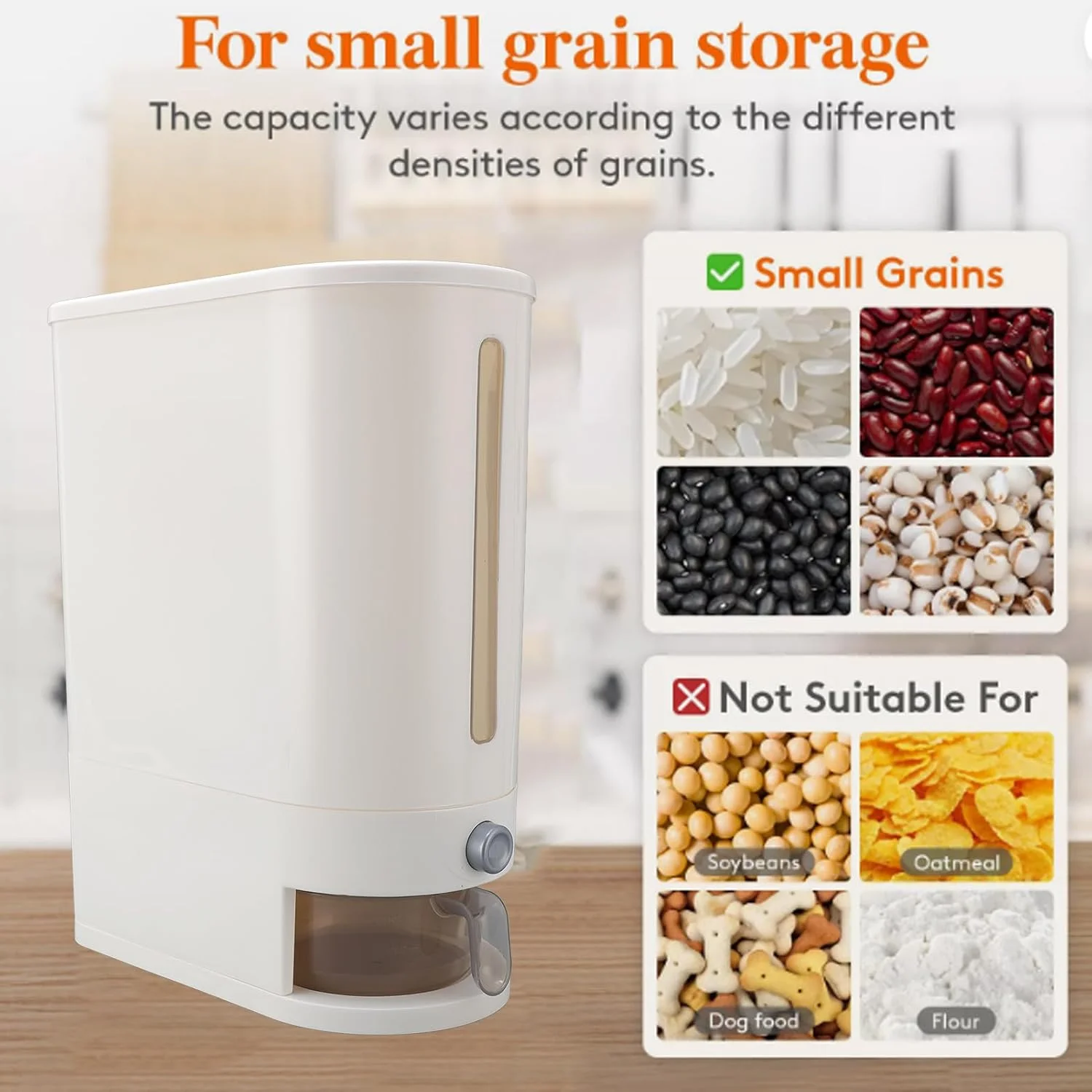 ظرف نگهداری برنج Luqeeg با ظرفیت 10 کیلوگرم، ضد رطوبت، ساخته شده از PP ضخیم و دارای پیمانه، مناسب برای نگهداری آرد، غلات و سایر مواد غذایی (مدل A) ظرف نگهداری برنج Luqeeg با ظرفیت 10 کیلوگرم، ضد رطوبت، ساخته شده از PP ضخیم و دارای پیمانه، مناسب برای نگهداری آرد، غلات و سایر مواد غذایی (مدل A)