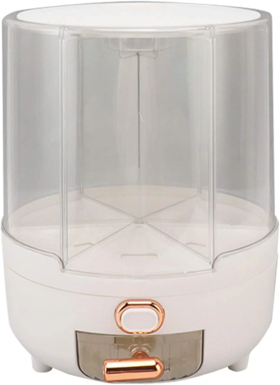 Asixxsix Dry Food Dispenser, 6 Compartment 360° Rotating Rice Grain Storage Container with Lid Moisture Resistant Airtight Kitchen Storage Container for Small Grains, Beans, Rice (1000ml)