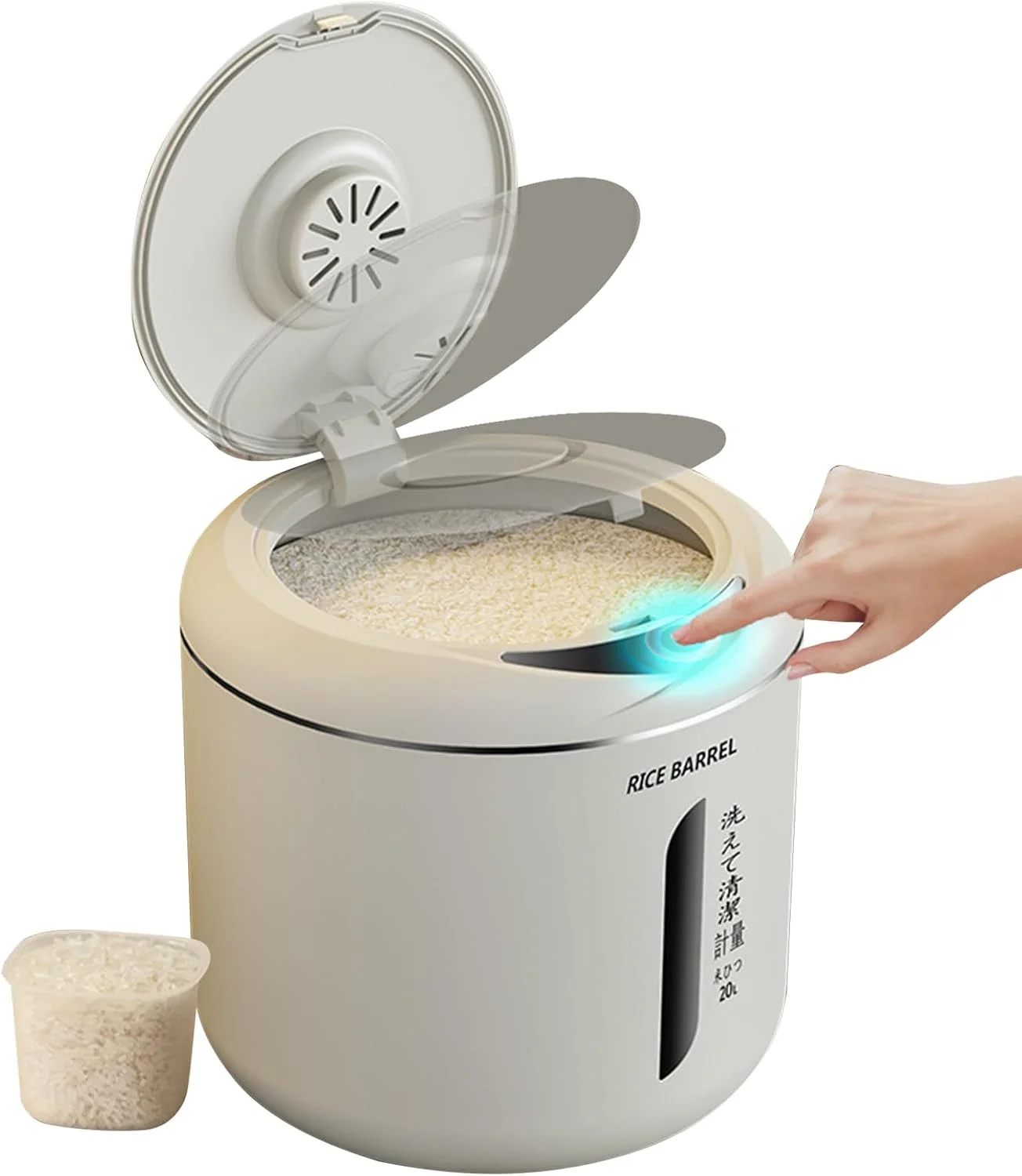 ظرف نگهداری برنج 6 لیتری، ظروف نگهداری آرد، ظروف نگهداری مواد غذایی دربسته، ظرف بزرگ قابل حمل غلات با درب و پیمانه اندازه گیری، سطل نگهداری مواد غذایی خشک برای حبوبات، غلات، غذای حیوانات خانگی