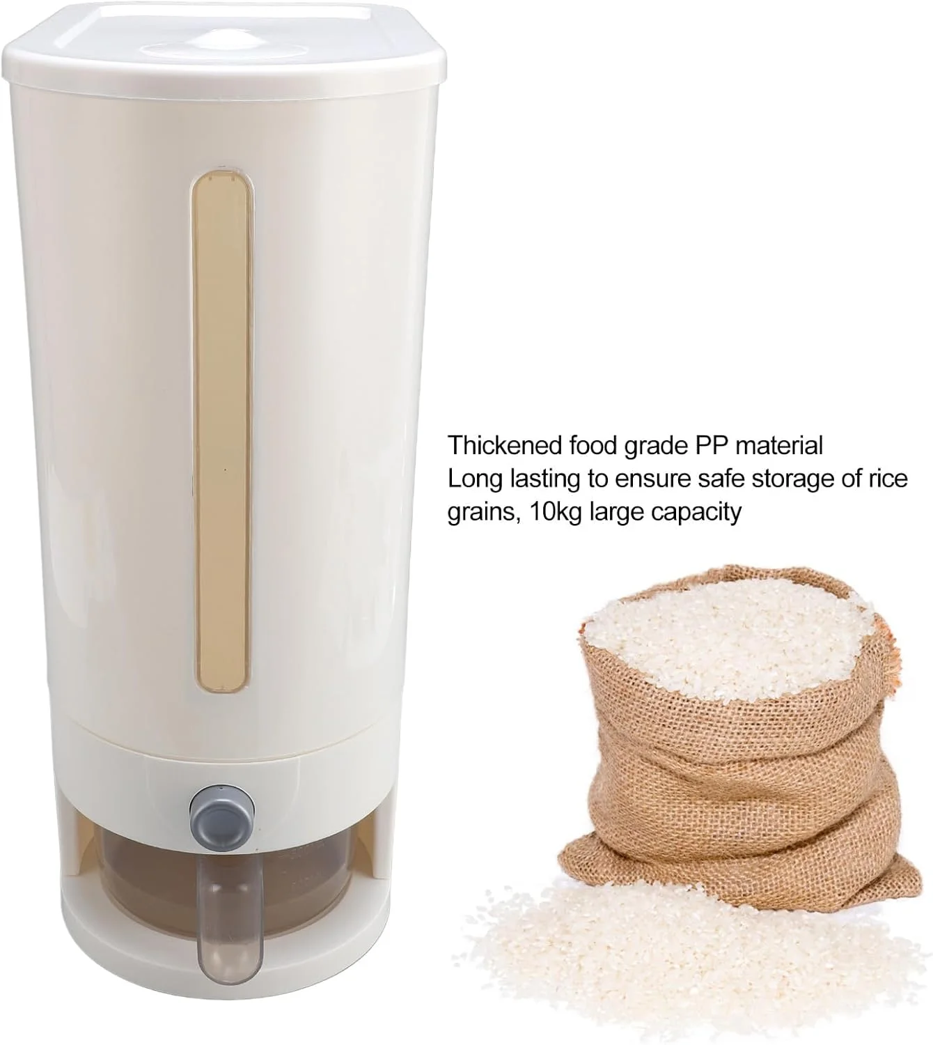 ظرف نگهداری برنج Luqeeg با ظرفیت 10 کیلوگرم، ضد رطوبت، ساخته شده از PP ضخیم و دارای پیمانه، مناسب برای نگهداری آرد، غلات و سایر مواد غذایی (مدل A) ظرف نگهداری برنج Luqeeg با ظرفیت 10 کیلوگرم، ضد رطوبت، ساخته شده از PP ضخیم و دارای پیمانه، مناسب برای نگهداری آرد، غلات و سایر مواد غذایی (مدل A)