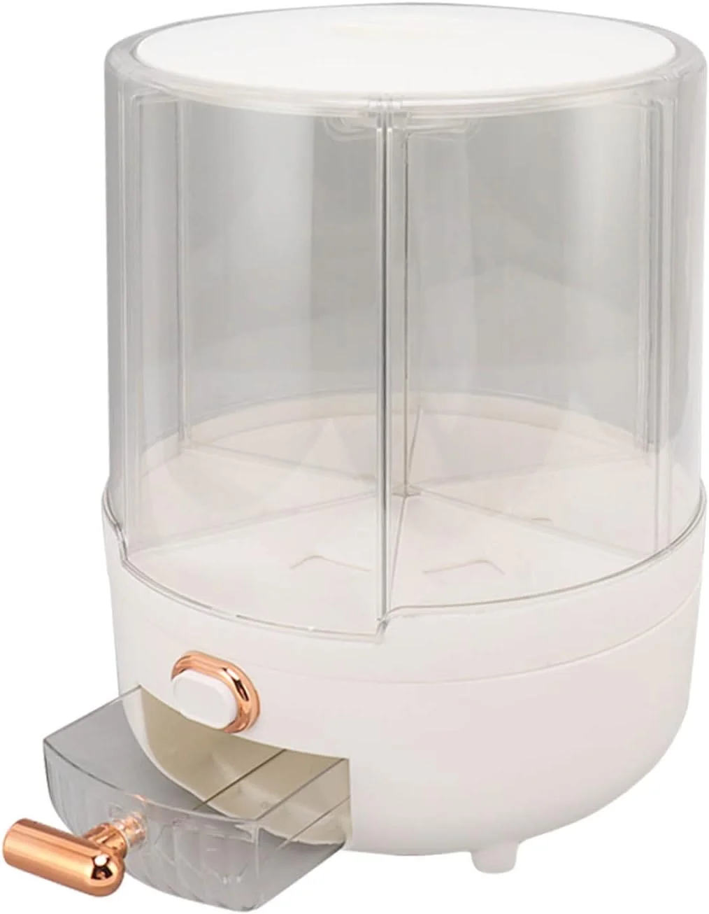 Asixxsix Dry Food Dispenser, 6 Compartment 360° Rotating Rice Grain Storage Container with Lid Moisture Resistant Airtight Kitchen Storage Container for Small Grains, Beans, Rice (1000ml)