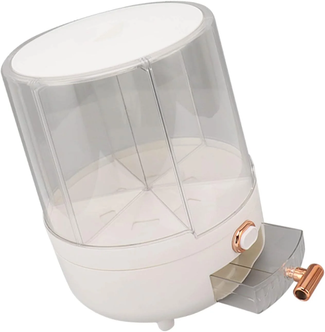 Asixxsix Dry Food Dispenser, 6 Compartment 360° Rotating Rice Grain Storage Container with Lid Moisture Resistant Airtight Kitchen Storage Container for Small Grains, Beans, Rice (1000ml)