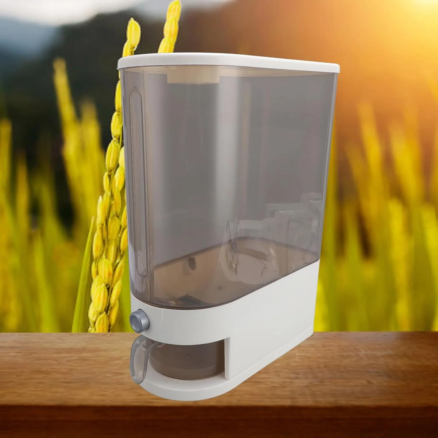 ظرف برنج Cryfokt، مخزن نگهداری مواد غذایی خشک با ظرفیت 10 کیلوگرم به همراه پیمانه برای آشپزخانه، درب دار (B) ظرف برنج Cryfokt، مخزن نگهداری مواد غذایی خشک با ظرفیت 10 کیلوگرم به همراه پیمانه برای آشپزخانه، درب دار (B)