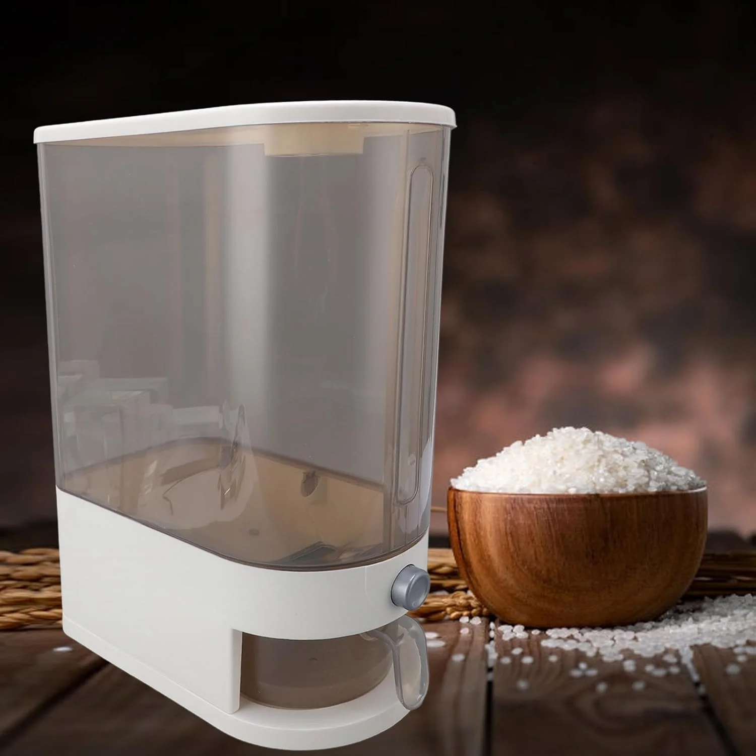 ظرف برنج Cryfokt، مخزن نگهداری مواد غذایی خشک با ظرفیت 10 کیلوگرم به همراه پیمانه برای آشپزخانه، درب دار (B) ظرف برنج Cryfokt، مخزن نگهداری مواد غذایی خشک با ظرفیت 10 کیلوگرم به همراه پیمانه برای آشپزخانه، درب دار (B)