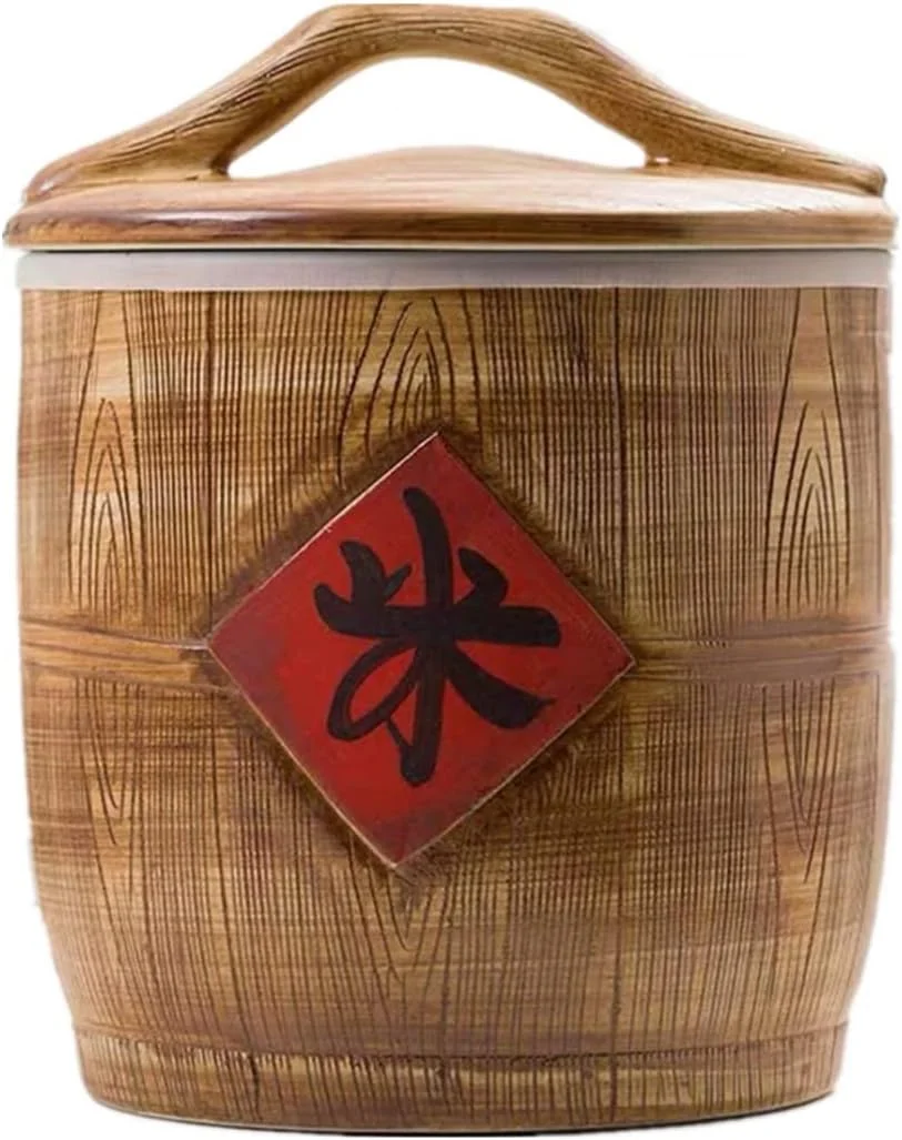 ظرف نگهداری مواد غذایی سرامیکی رترو FBWSM، مناسب برای شکر، قهوه، برنج، آجیل، تنقلات، میوه ها و غیره، 5 کیلوگرم/10 کیلوگرم/15 کیلوگرم - 10 کیلوگرم