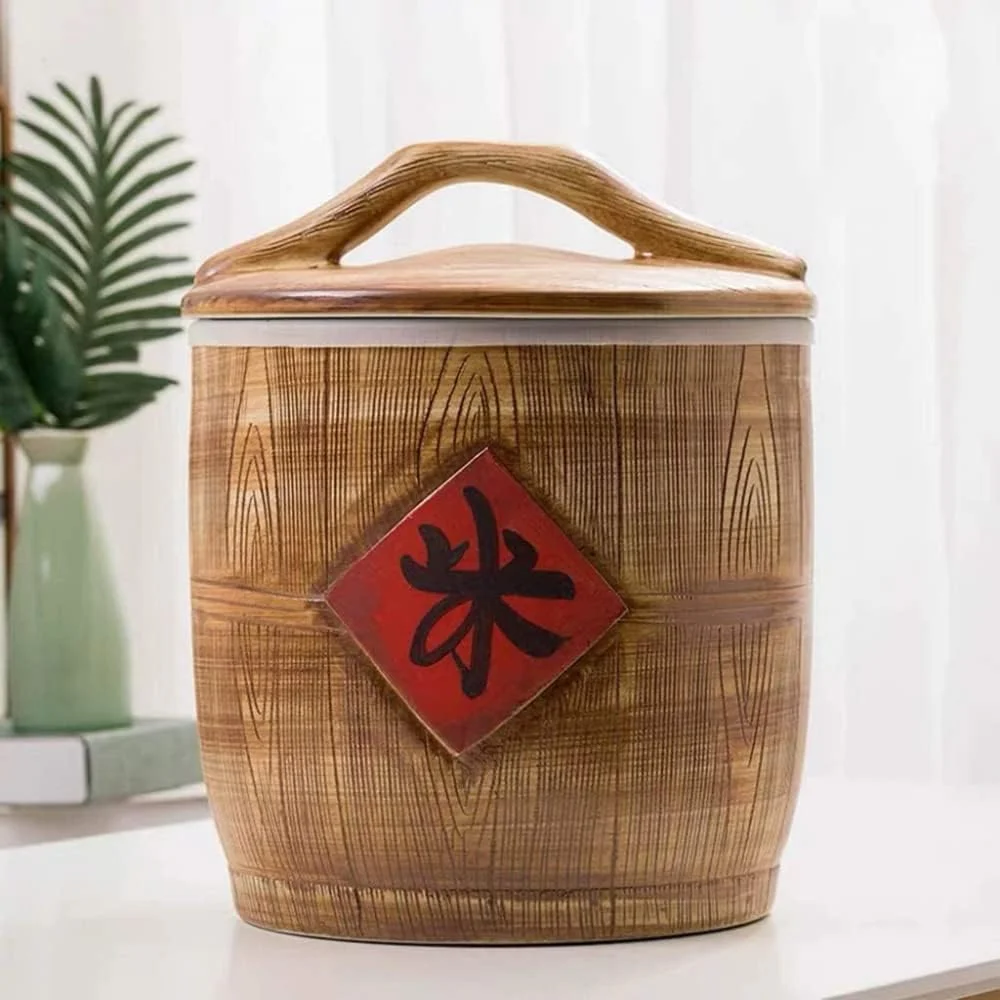 ظرف نگهداری مواد غذایی سرامیکی رترو FBWSM، مناسب برای شکر، قهوه، برنج، آجیل، تنقلات، میوه ها و غیره، 5 کیلوگرم/10 کیلوگرم/15 کیلوگرم - 10 کیلوگرم