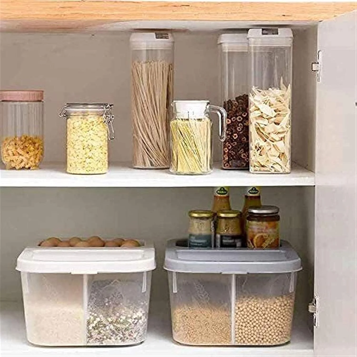 ظرف غلات FZYE جعبه ذخیره سازی خانگی، استوانه برنج ضد رطوبت، بشکه آرد مهر و موم شده، سطل برنج، ظرف غذا (رنگ: بژ) (بژ) ذخیره سازی مواد غذایی