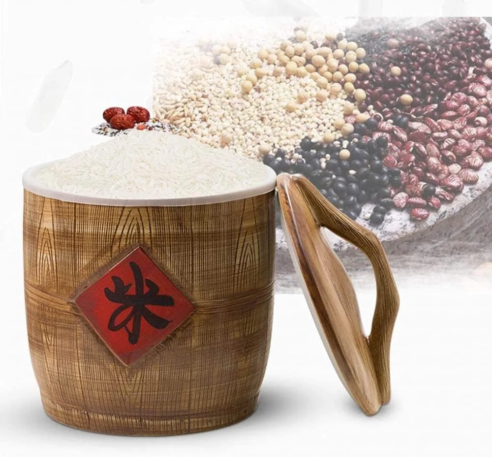 ظرف نگهداری مواد غذایی سرامیکی رترو FBWSM، مناسب برای شکر، قهوه، برنج، آجیل، تنقلات، میوه ها و غیره، 5 کیلوگرم/10 کیلوگرم/15 کیلوگرم - 10 کیلوگرم