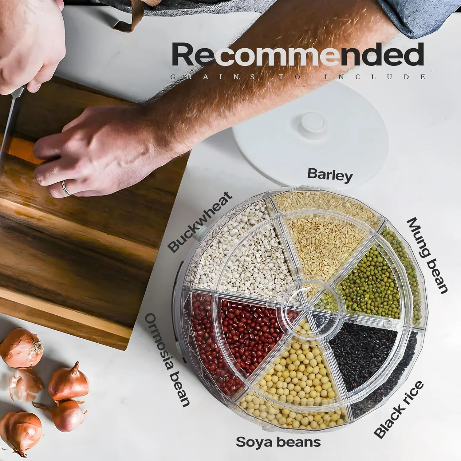 ظرف غلات چرخشی 360 درجه Excefore با 6 محفظه، سفید، سبک مینیمالیستی، پخش کننده چرخشی مواد غذایی خشک برای غلات، برنج، عدس، لوبیا کوچک، جو، ارزن ظرف غلات چرخشی 360 درجه Excefore با 6 محفظه، سفید، سبک مینیمالیستی، پخش کننده چرخشی مواد غذایی خشک برای غلات، برنج، عدس، لوبیا کوچک، جو، ارزن