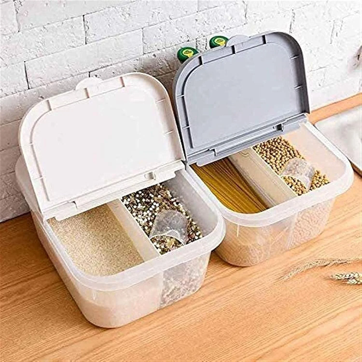 ظرف غلات FZYE جعبه ذخیره سازی خانگی، استوانه برنج ضد رطوبت، بشکه آرد مهر و موم شده، سطل برنج، ظرف غذا (رنگ: بژ) (بژ) ذخیره سازی مواد غذایی