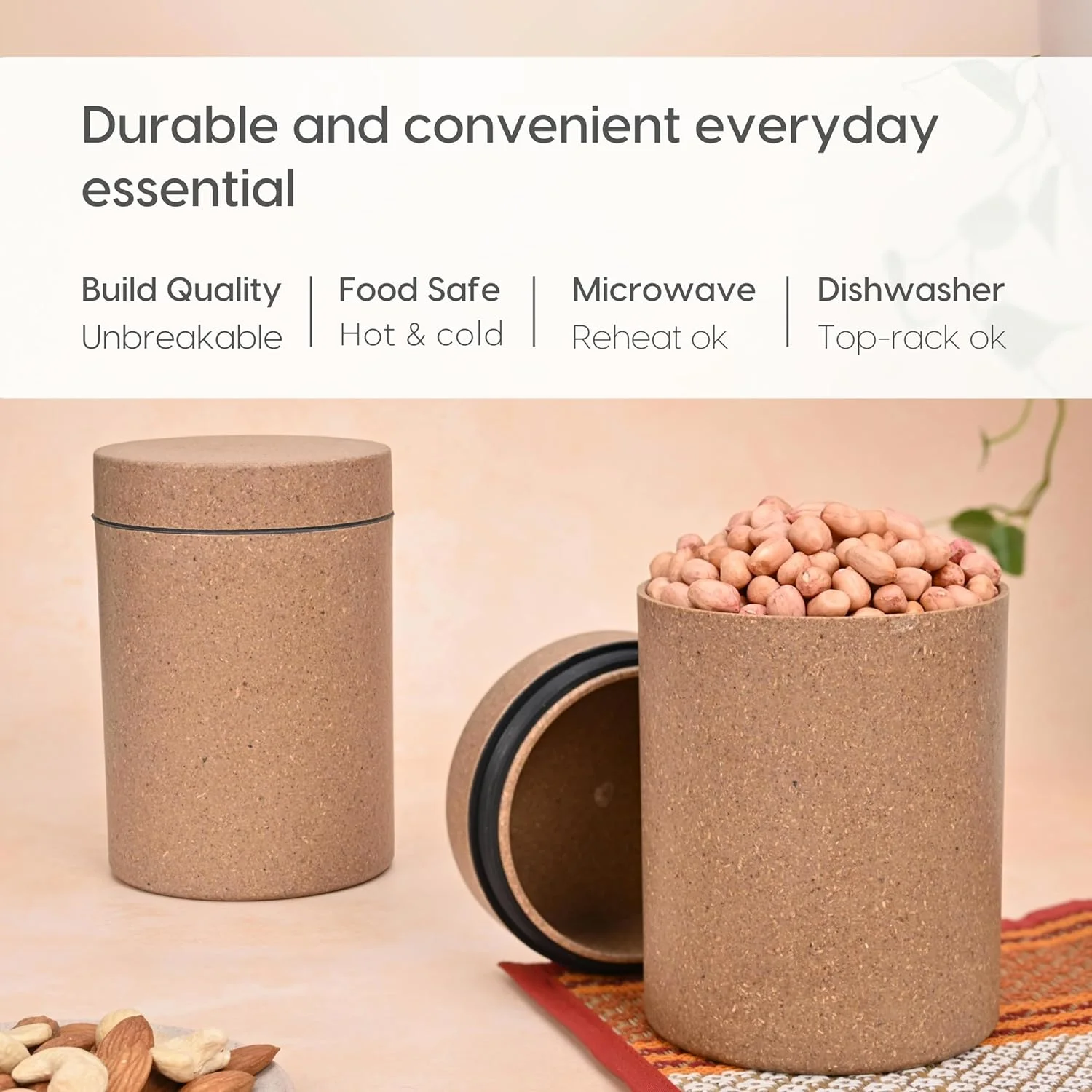 ظرف استوانه ای دوستدار محیط زیست Eha با درب محکم | ست 3 تایی ظروف نگهداری مواد غذایی | قابل استفاده در مایکروویو | ساخته شده از پوسته برنج و الیاف بامبو | 700 میلی لیتر | چند رنگ ظرف استوانه ای دوستدار محیط زیست Eha با درب محکم | ست 3 تایی ظروف نگهداری مواد غذایی | قابل استفاده در مایکروویو | ساخته شده از پوسته برنج و الیاف بامبو | 700 میلی لیتر | چند رنگ