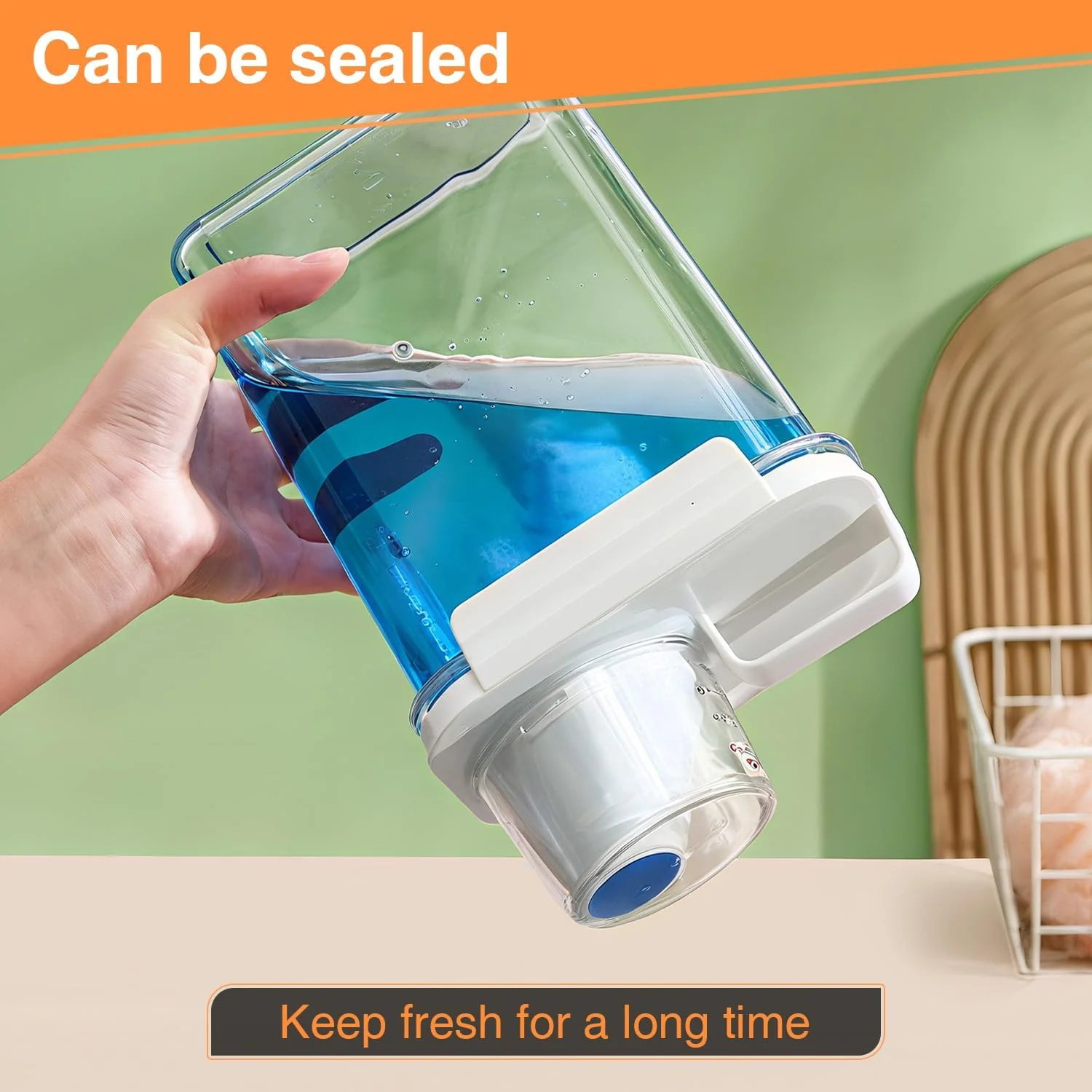 ظرف نگهداری برنج EUBUY، 6 عدد، 1800 میلی لیتر + 2300 میلی لیتر، سطل غلات و مواد غذایی خشک با درب خروجی و پیمانه، ظرف پلاستیکی شفاف آشپزخانه برای نگهداری غلات، جو دوسر، تنقلات و غذای سگ