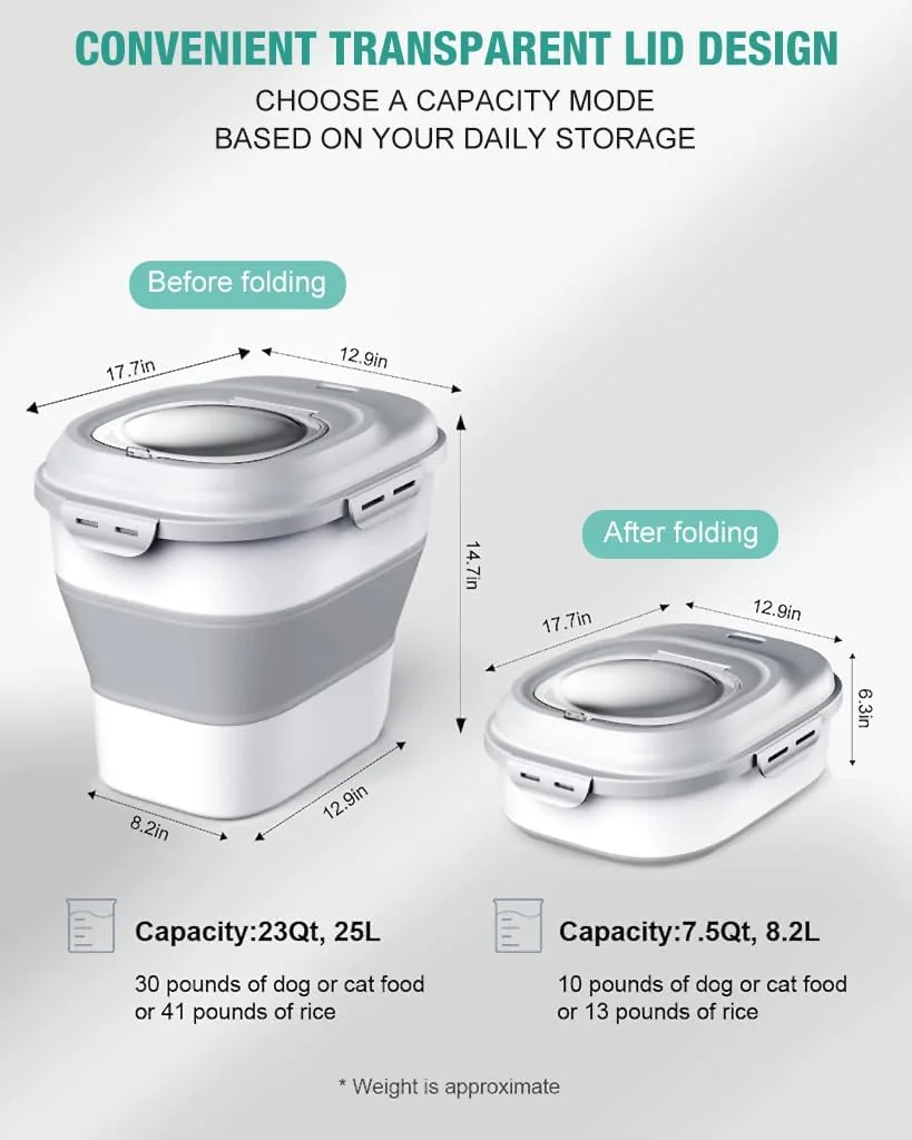 ظرف برنج HASTHIP® (۲۵ کیلوگرمی) ظرف نگهداری برنج دربسته با پیمانه اندازه گیری - مخزن توزیع برنج، سازمان دهنده ضد رطوبت برای غلات، حبوبات و غذای حیوانات خانگی - خاکستری ظرف برنج HASTHIP® (۲۵ کیلوگرمی) ظرف نگهداری برنج دربسته با پیمانه اندازه گیری - مخزن توزیع برنج، سازمان دهنده ضد رطوبت برای غلات، حبوبات و غذای حیوانات خانگی - خاکستری