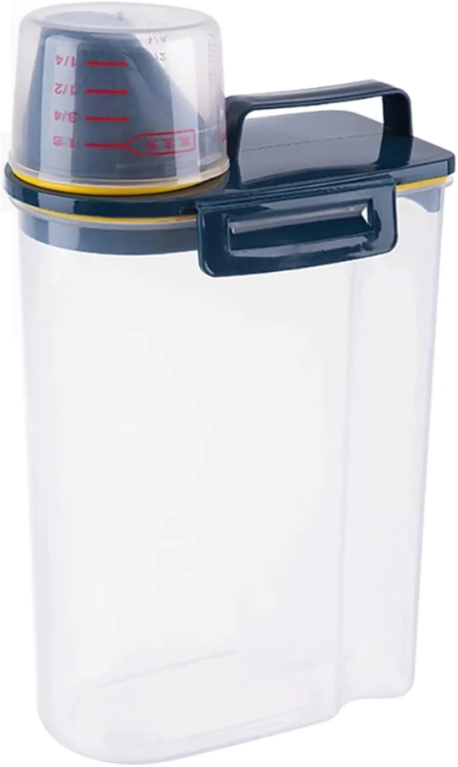ظروف نگهداری برنج، حبوبات، غلات و مواد غذایی خشک 2.5 لیتری HEXAR با پیمانه اندازه گیری، سازمان دهنده آشپزخانه دربسته، جعبه نگهداری مواد غذایی شفاف چند منظوره - ظرف بدون BPA با درب های قفل دار (2 عدد)