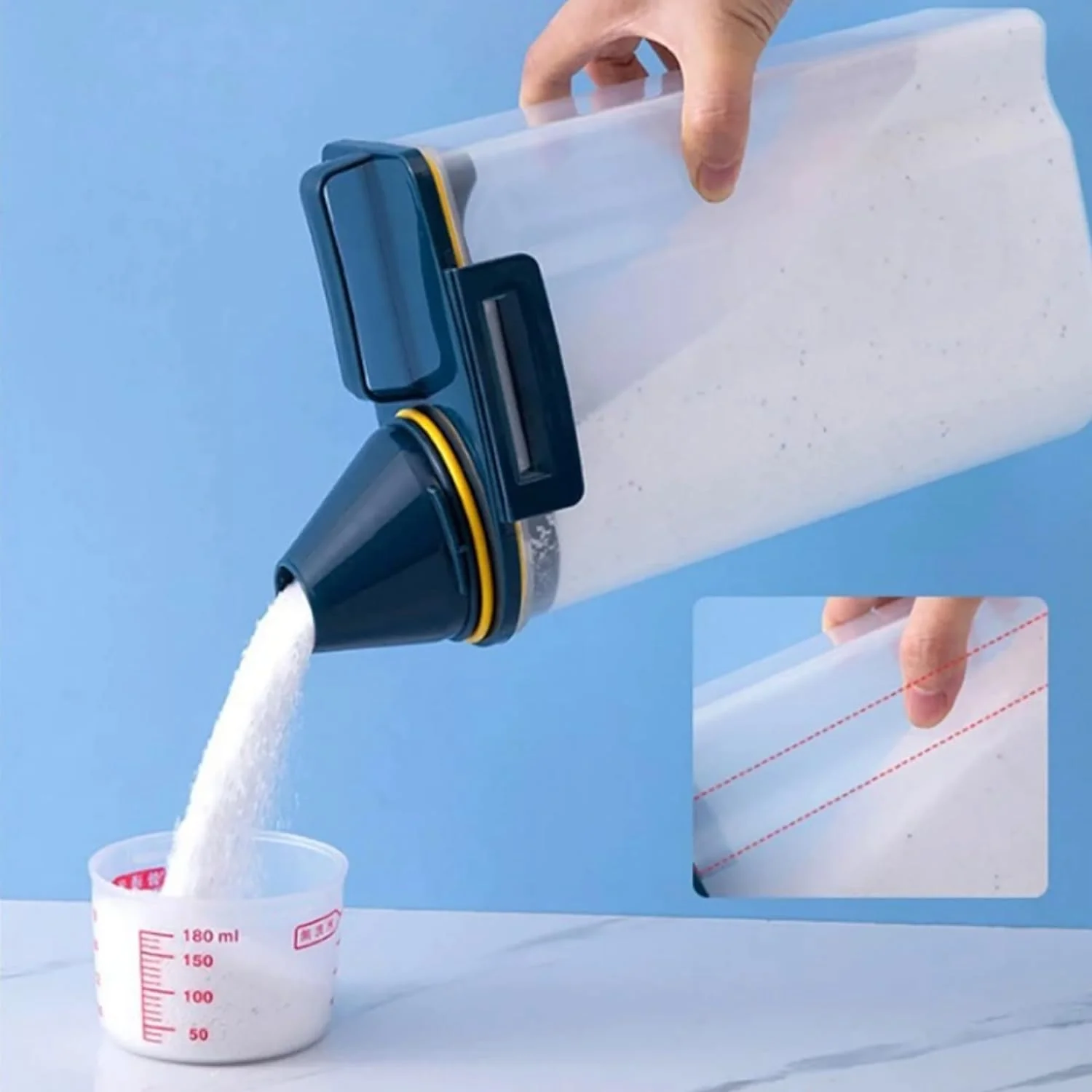 ظروف نگهداری برنج، حبوبات، غلات و مواد غذایی خشک 2.5 لیتری هگزار به همراه پیمانه، سازمان دهنده آشپزخانه با قابلیت نگهداری هوا، جعبه نگهداری مواد غذایی شفاف چند منظوره - ظرف بدون BPA با درب های قفل دار (2 عدد)