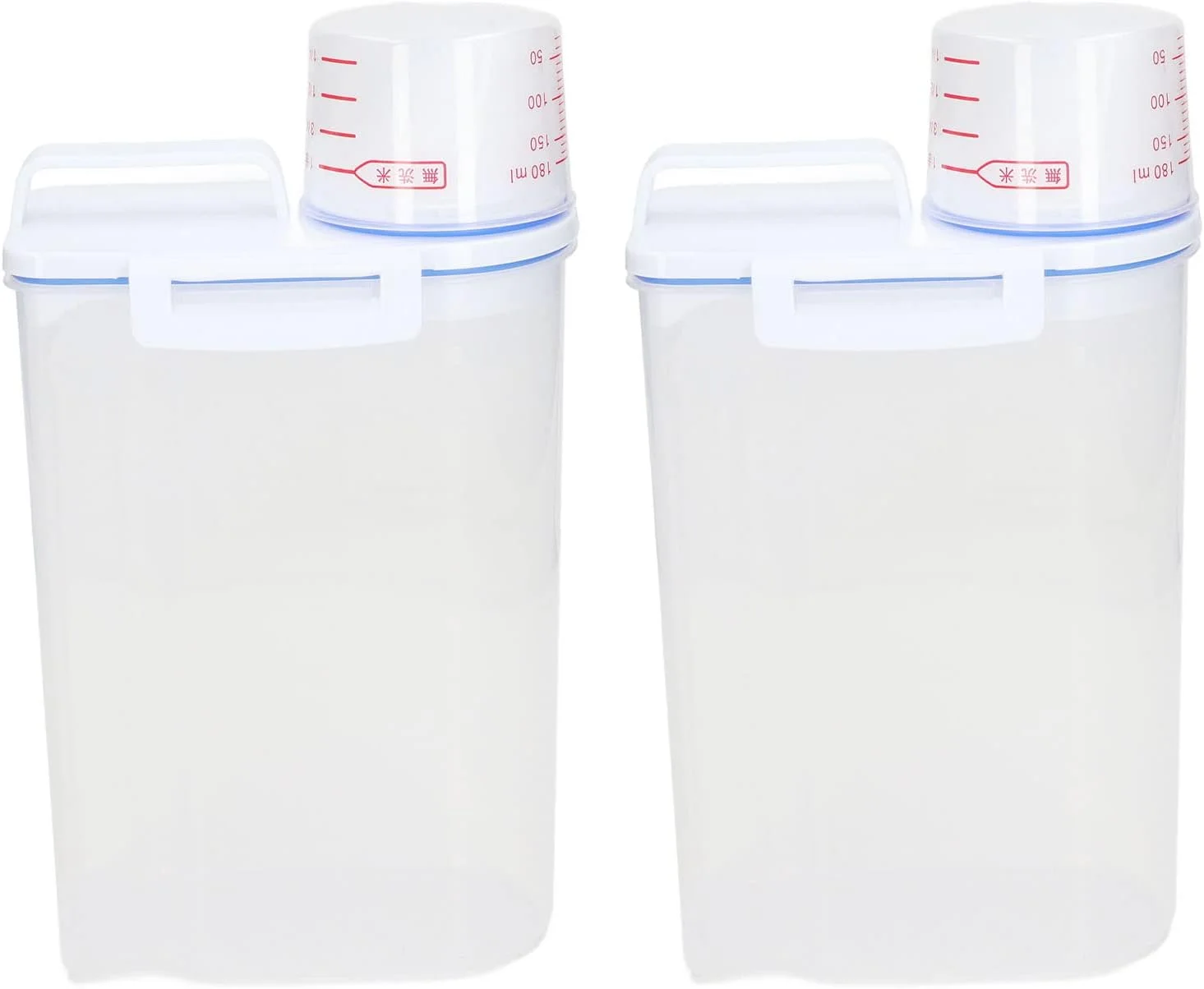 ظرف نگهداری برنج Jiawu، ظروف غلات پلاستیکی ضخیم شفاف با دهانه خروجی، طراحی دسته قابل حمل، ظرفیت 2.5 لیتر برای حبوبات برنج، غلات و مواد غذایی خشک کوچک