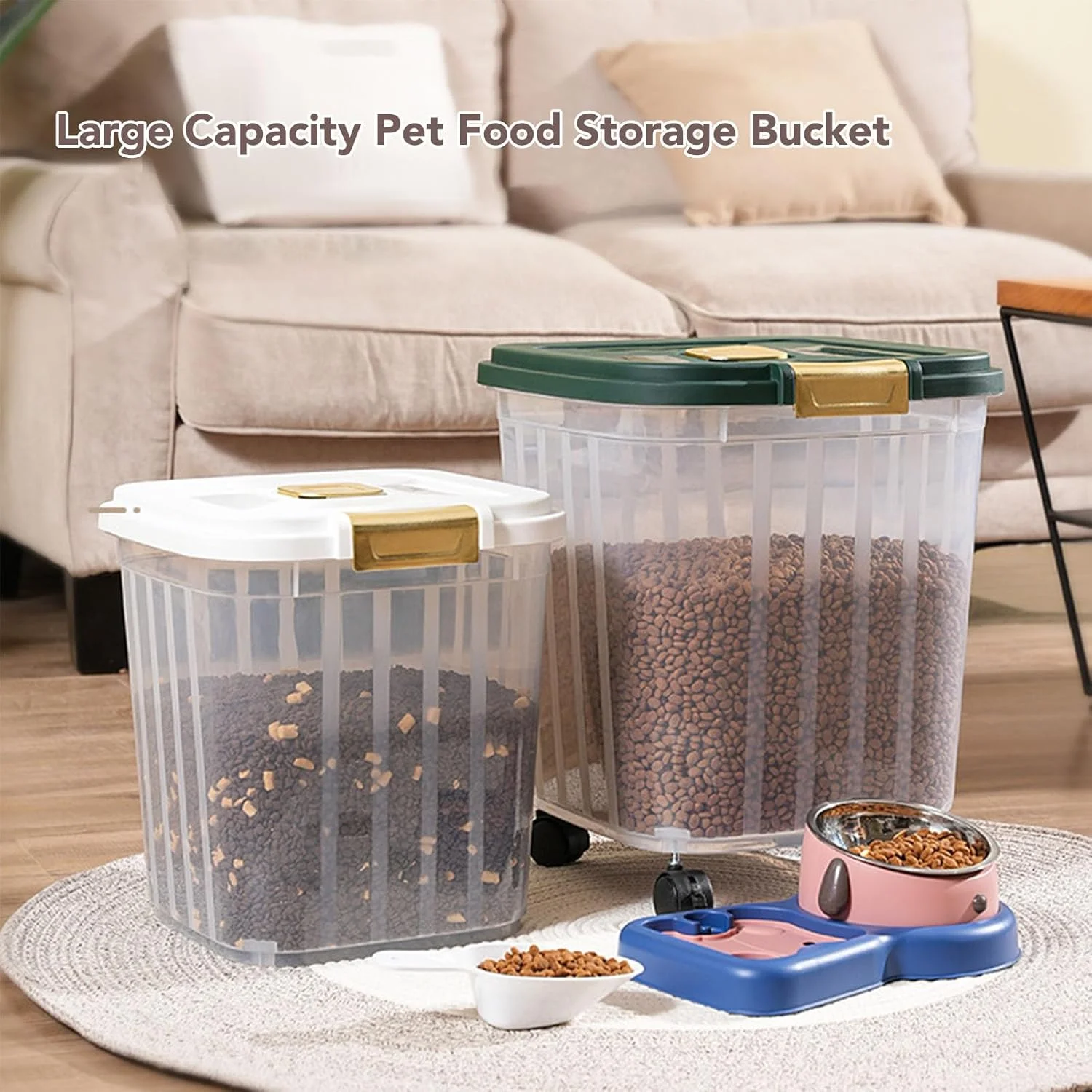 ظرف برنج Jiawu، ظرف نگهداری برنج با طراحی مهر و موم شده، سطل ذخیره سازی غلات ضخیم شده، ظرف نگهداری مواد غذایی برای برنج، آرد، سطل نگهداری مواد غذایی با درب، پیمانه اندازه گیری، اسکوپ