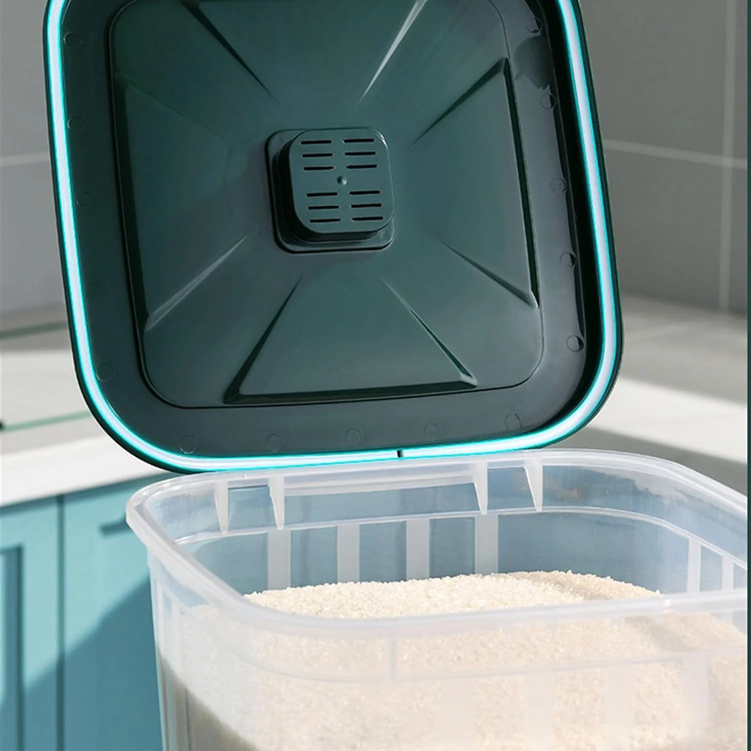 ظرف برنج Jiawu، ظرف نگهداری برنج با طراحی مهر و موم شده، سطل ذخیره سازی غلات ضخیم شده، ظرف نگهداری مواد غذایی برای برنج، آرد، سطل نگهداری مواد غذایی با درب، پیمانه اندازه گیری، اسکوپ