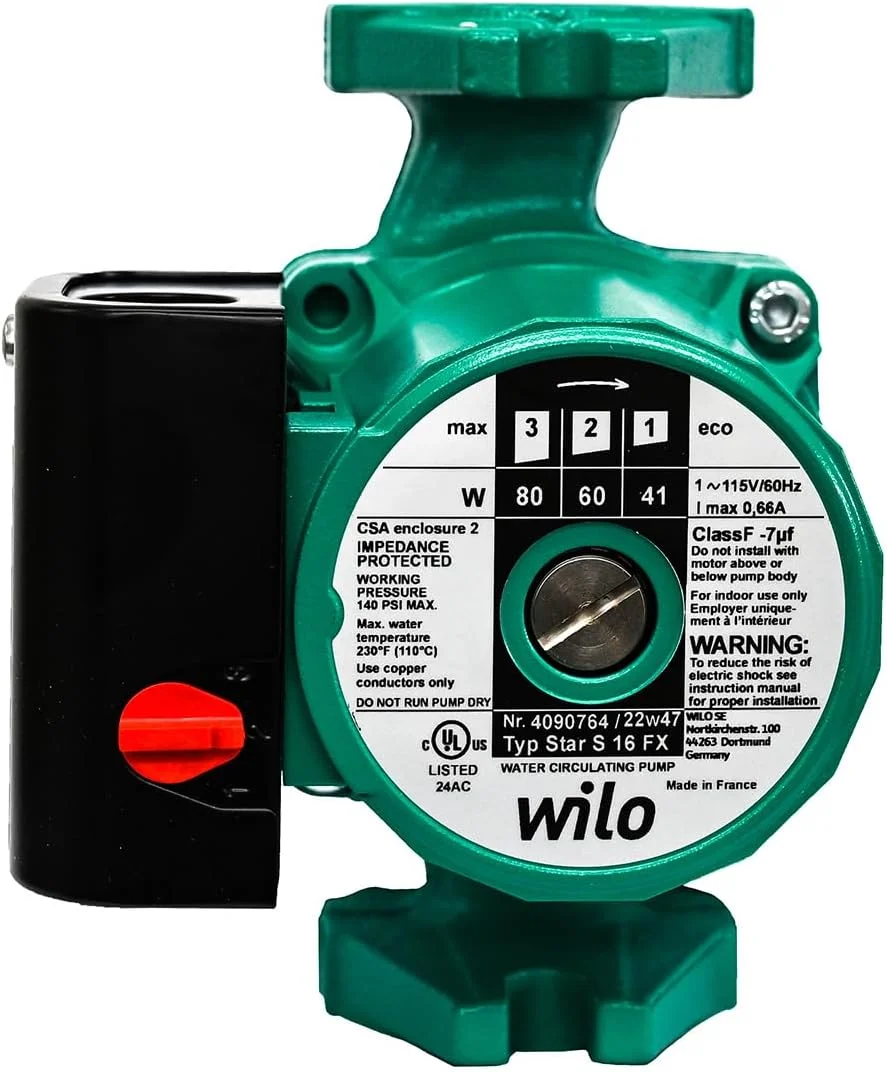 Wilo Star S 16 FX 4090764 - پمپ سیرکولاتور سه سرعته هیدرونیک کف خواب 115 ولت برای سیستم گرمایش از کف و سایر کاربردهای سیستم حلقه بسته