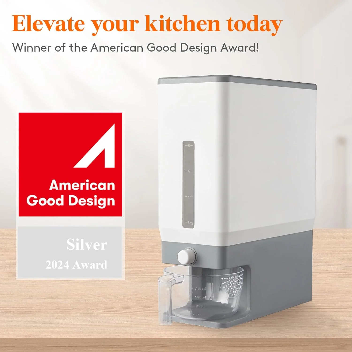 ظرف نگهداری برنج Lifewit با ظرفیت 11.3 کیلوگرم، محفظه نگهداری برنج ضد رطوبت و مهر و موم شده به همراه پیمانه اندازه گیری برای آشپزخانه و انبار مواد غذایی، فاقد BPA